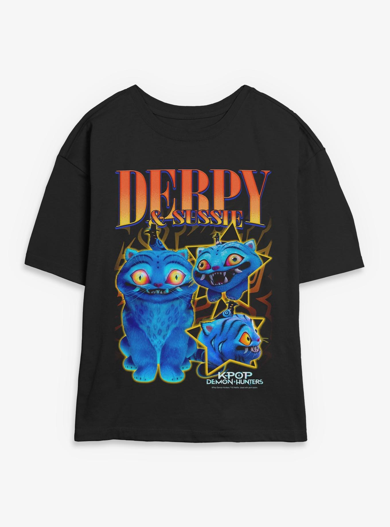 KPop Demon Hunters Derpy Tiger And Sussie Bird Collage Girls Skimmer T-Shirt, , hi-res