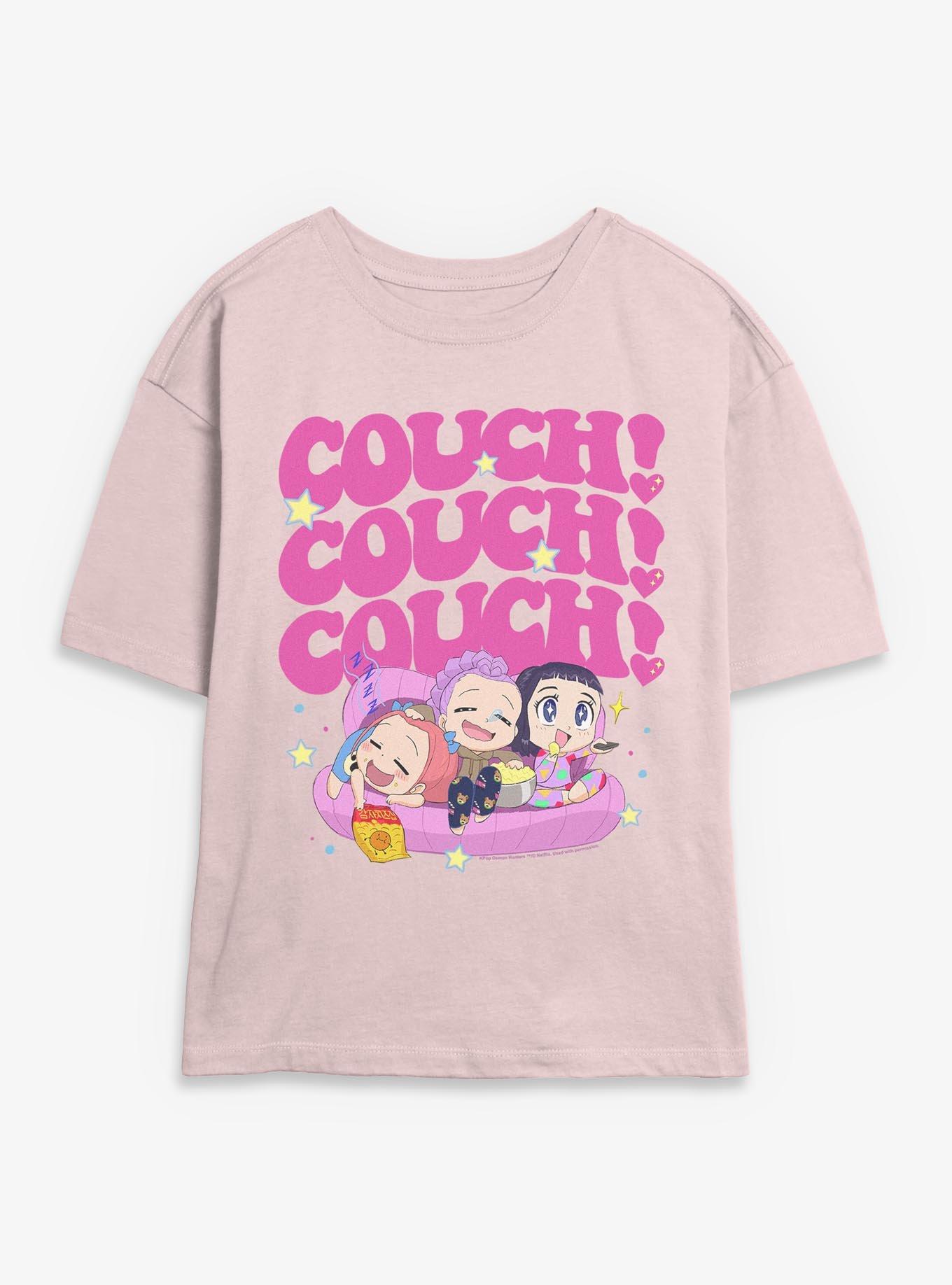 KPop Demon Hunters HUNTRX Chibi Couch Snacking Girls Skimmer T-Shirt