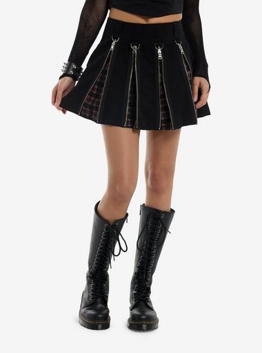 Social Collision Zipper Plaid Pleated Skirt | Hot Topic
