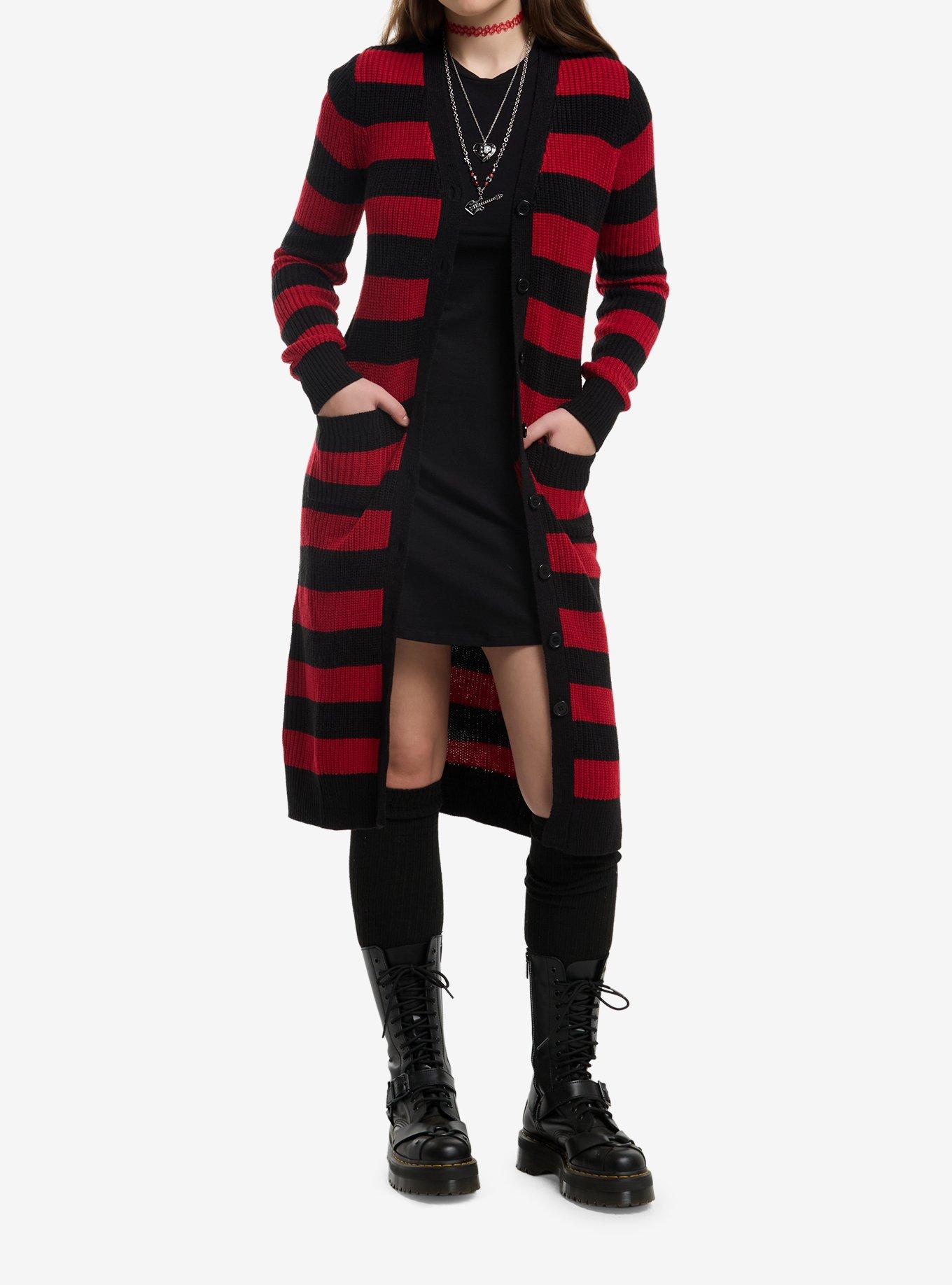 Red & Black Stripe Knit Midi Dress, , hi-res