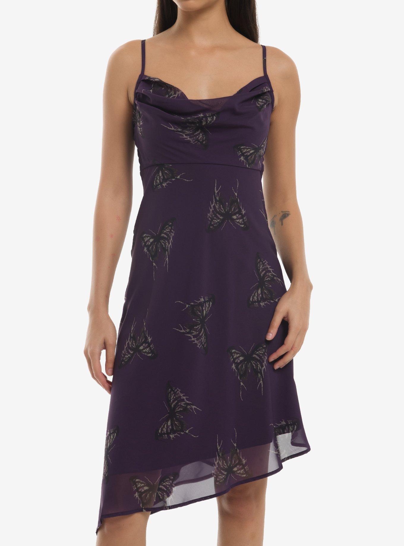 Thorn & Fable Haunted Moth Purple Midi Dress, , hi-res
