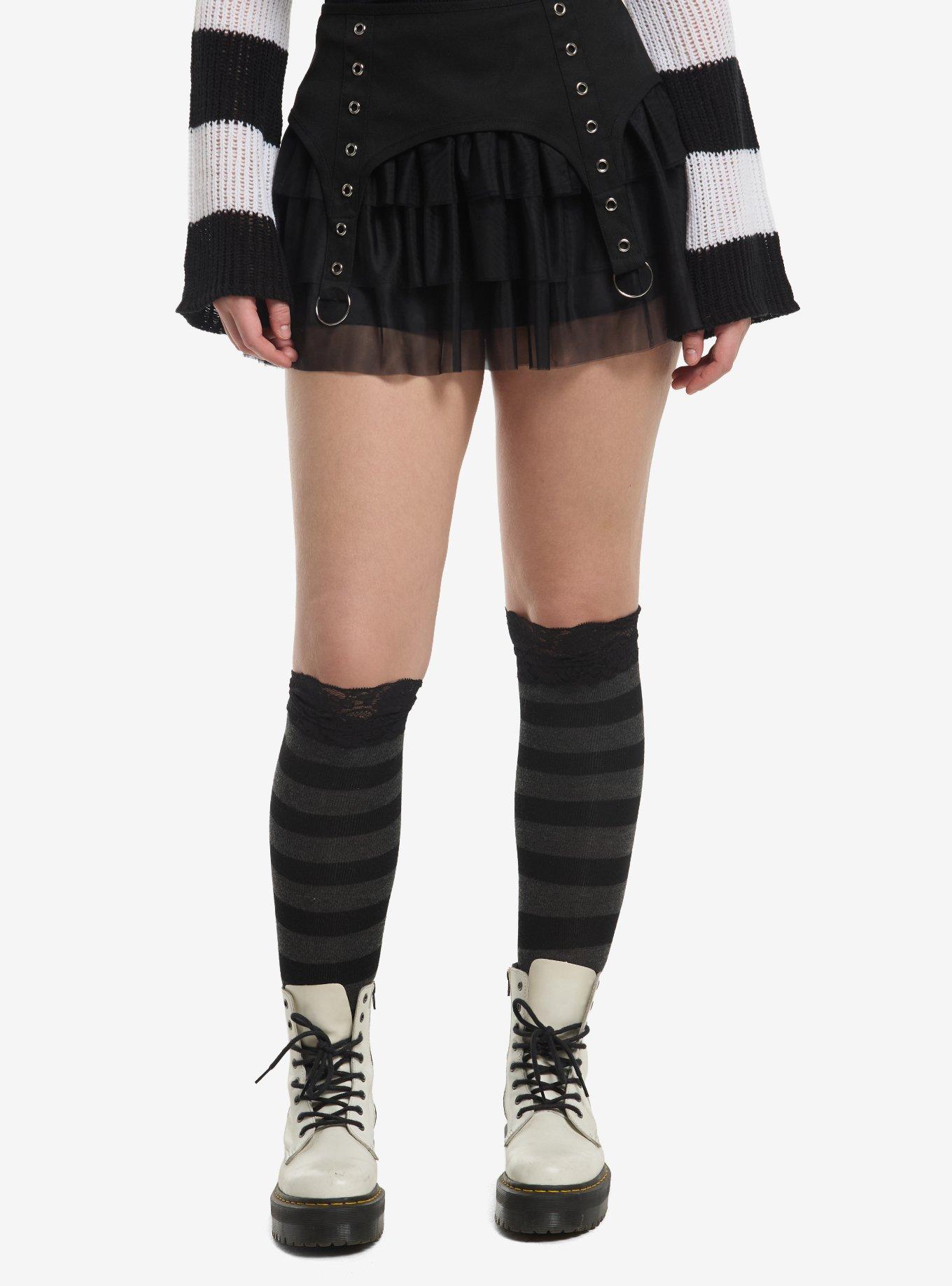 Social Collision Grommet Strap Tulle Mini Skirt, , hi-res