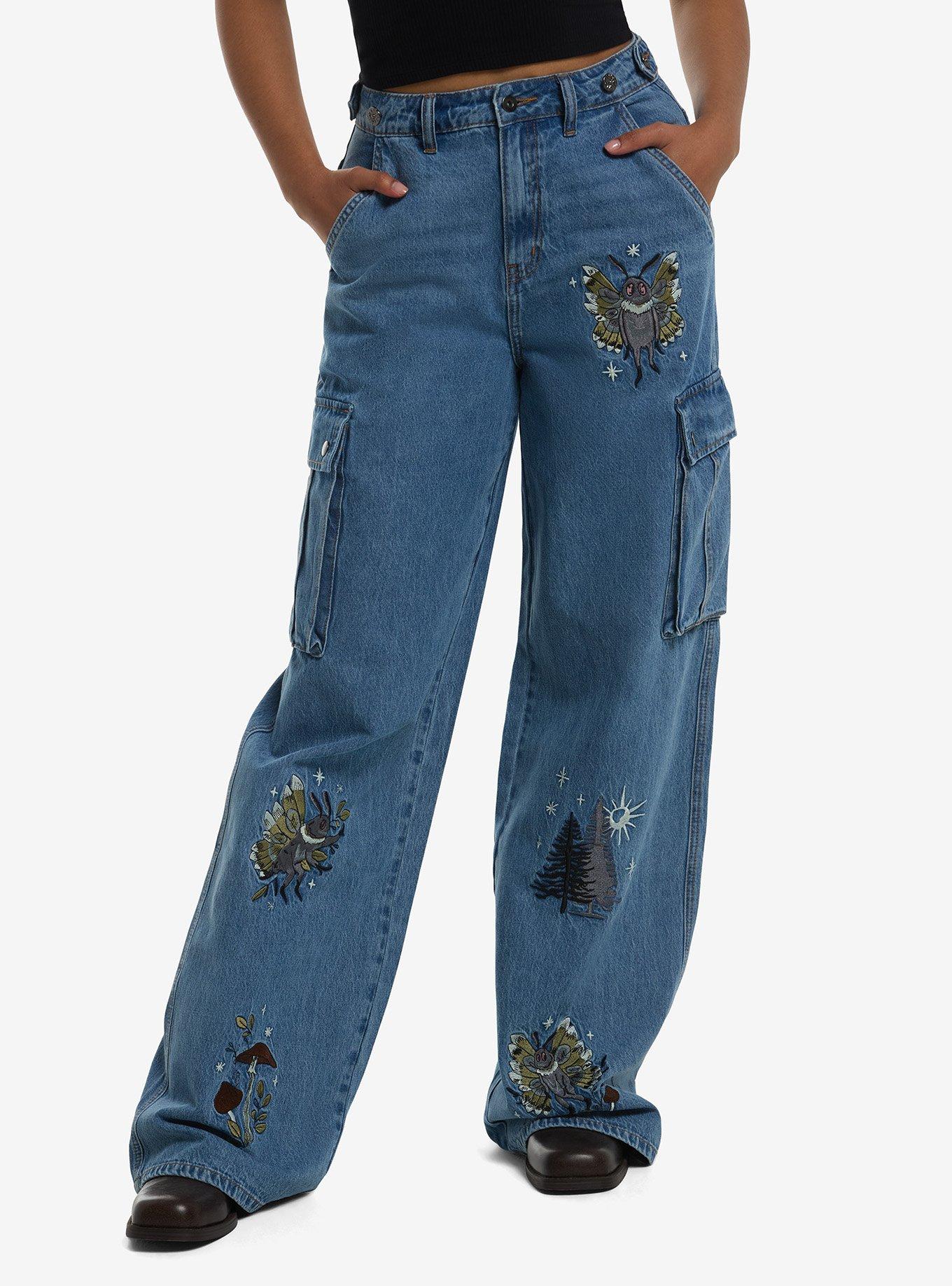 Thorn & Fable Cryptid Forest Embroidered Wide Leg Jeans, , hi-res