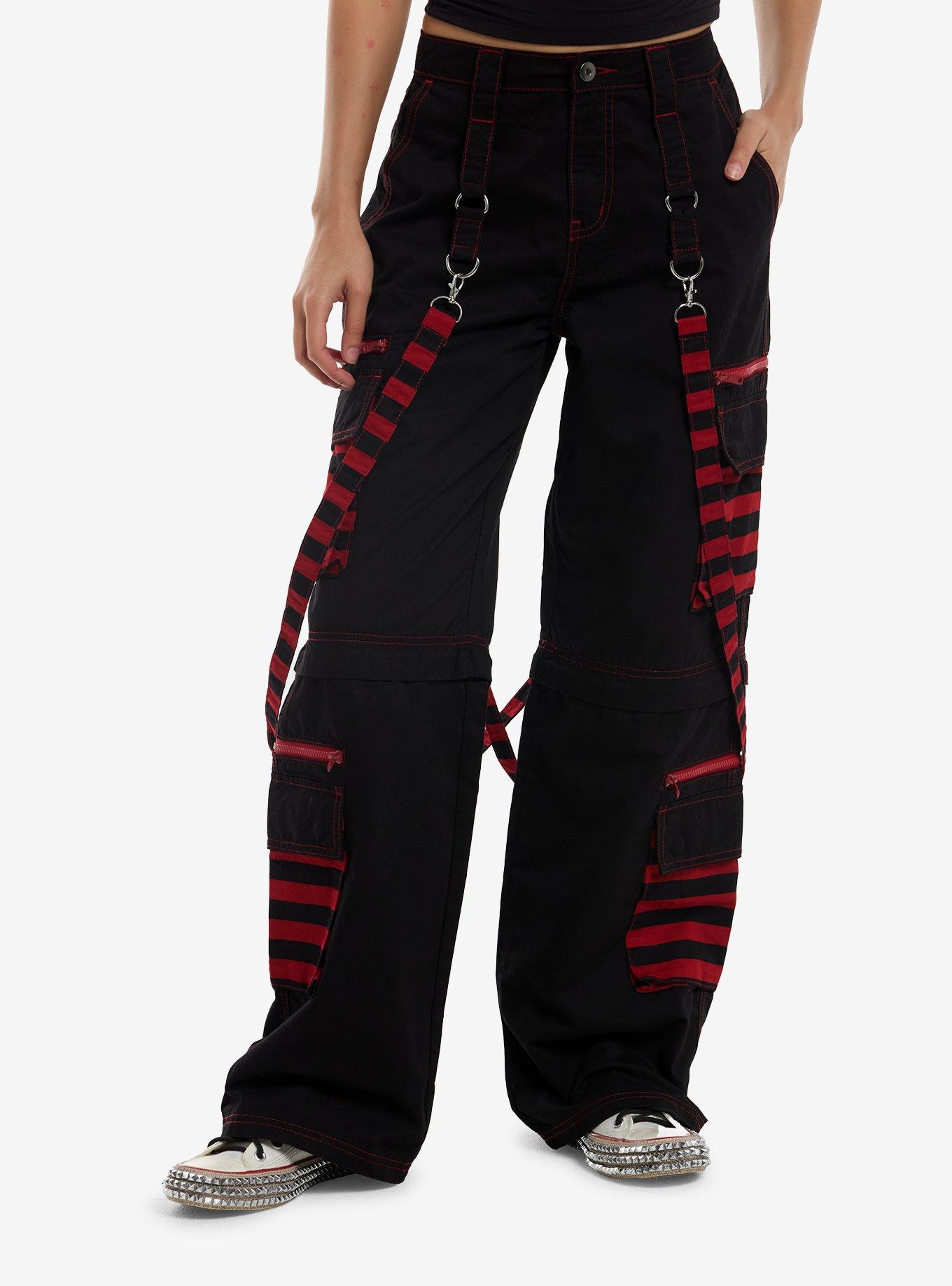 Social Collision Red & Black Zip-Off Cargo Pants, , hi-res
