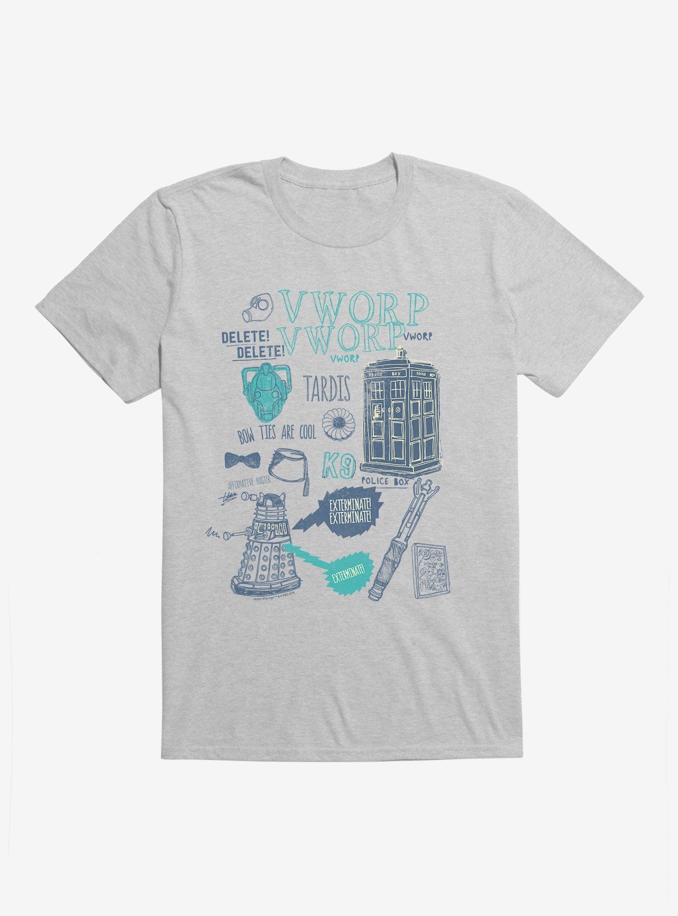 Doctor Who Tardis Outlined Icons T-Shirt, , hi-res
