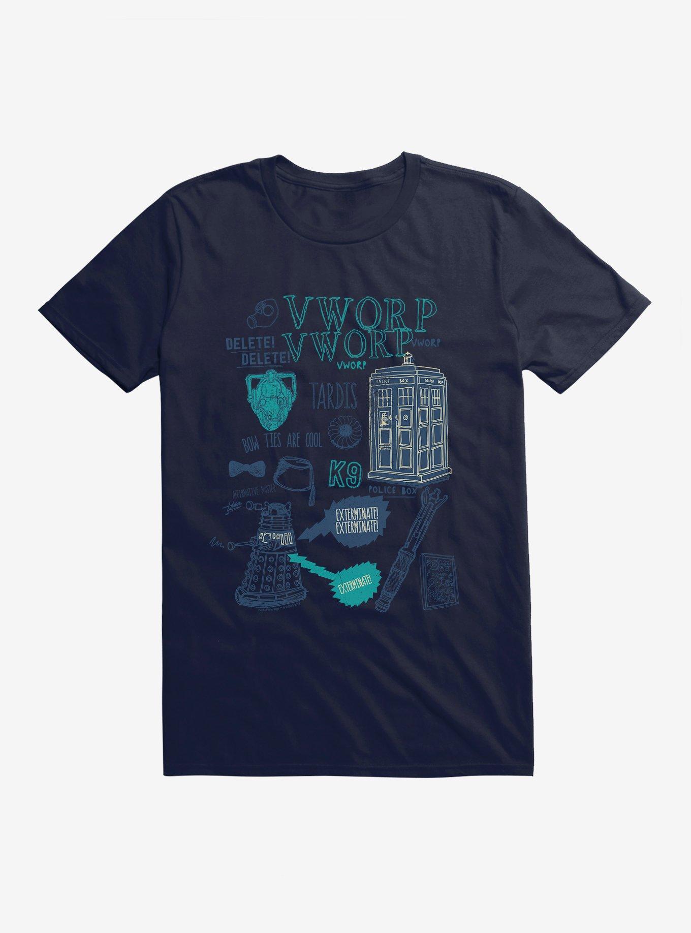 Doctor Who Tardis Outlined Icons T-Shirt, , hi-res