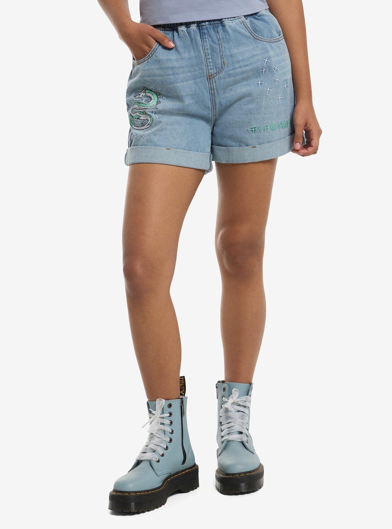 Her Universe Studio Ghibli&reg; Spirited Away Haku Elastic Denim Shorts, , hi-res