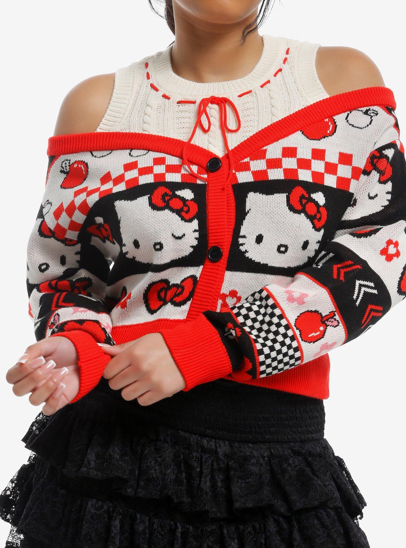 Hello Kitty Girls Cold-Shoulder Cardigan, , hi-res