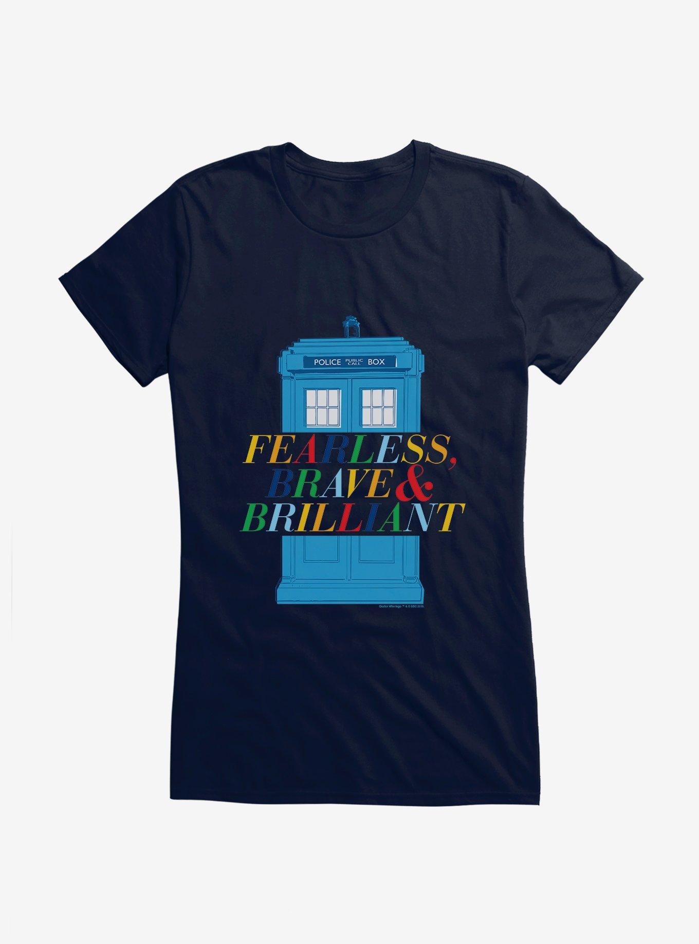 Doctor Who Fearless, Brave And Brilliant Tardis Girls Black T-Shirt
