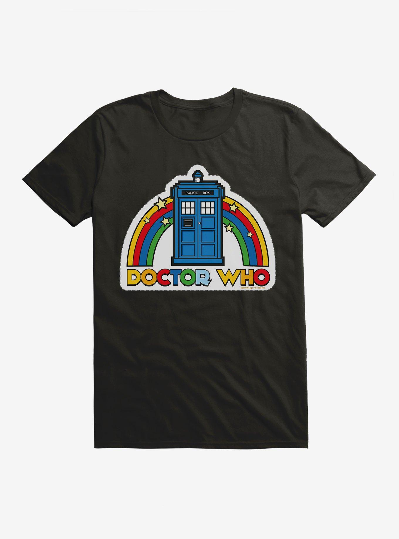 Doctor Who Thirteenth Doctor Rainbow Tardis Badge T-Shirt, BLACK, hi-res