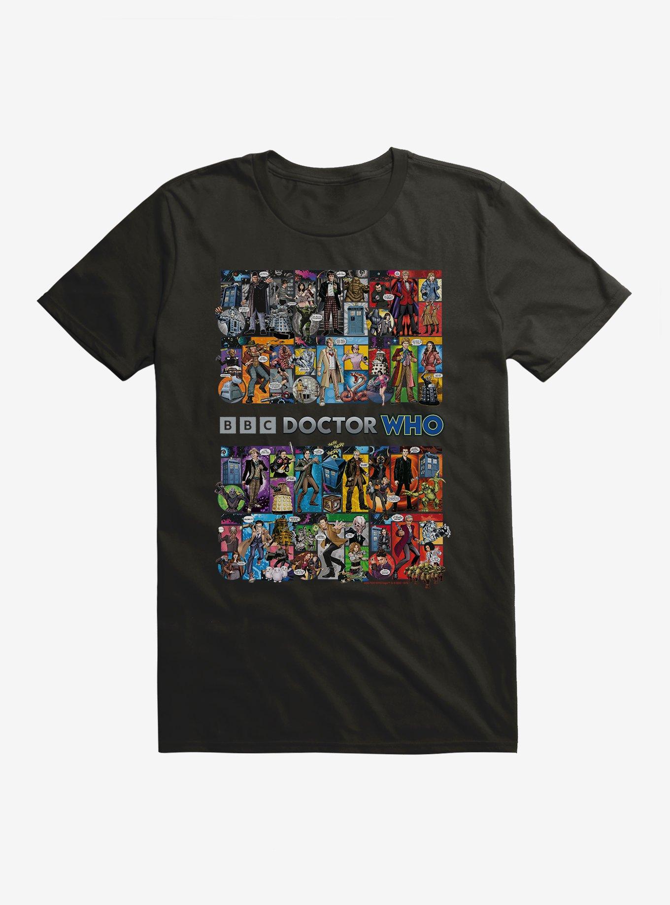 Doctor Who Doctor Collage T-Shirt, BLACK, hi-res