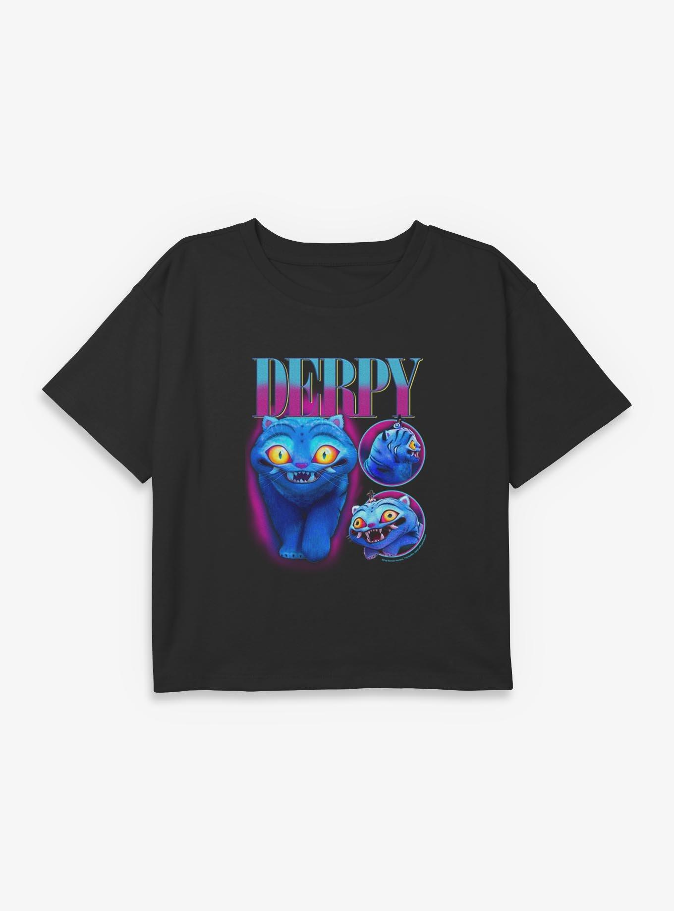 KPop Demon Hunters Derpy Tiger Collage Youth Girls Boxy Crop T-Shirt, , hi-res