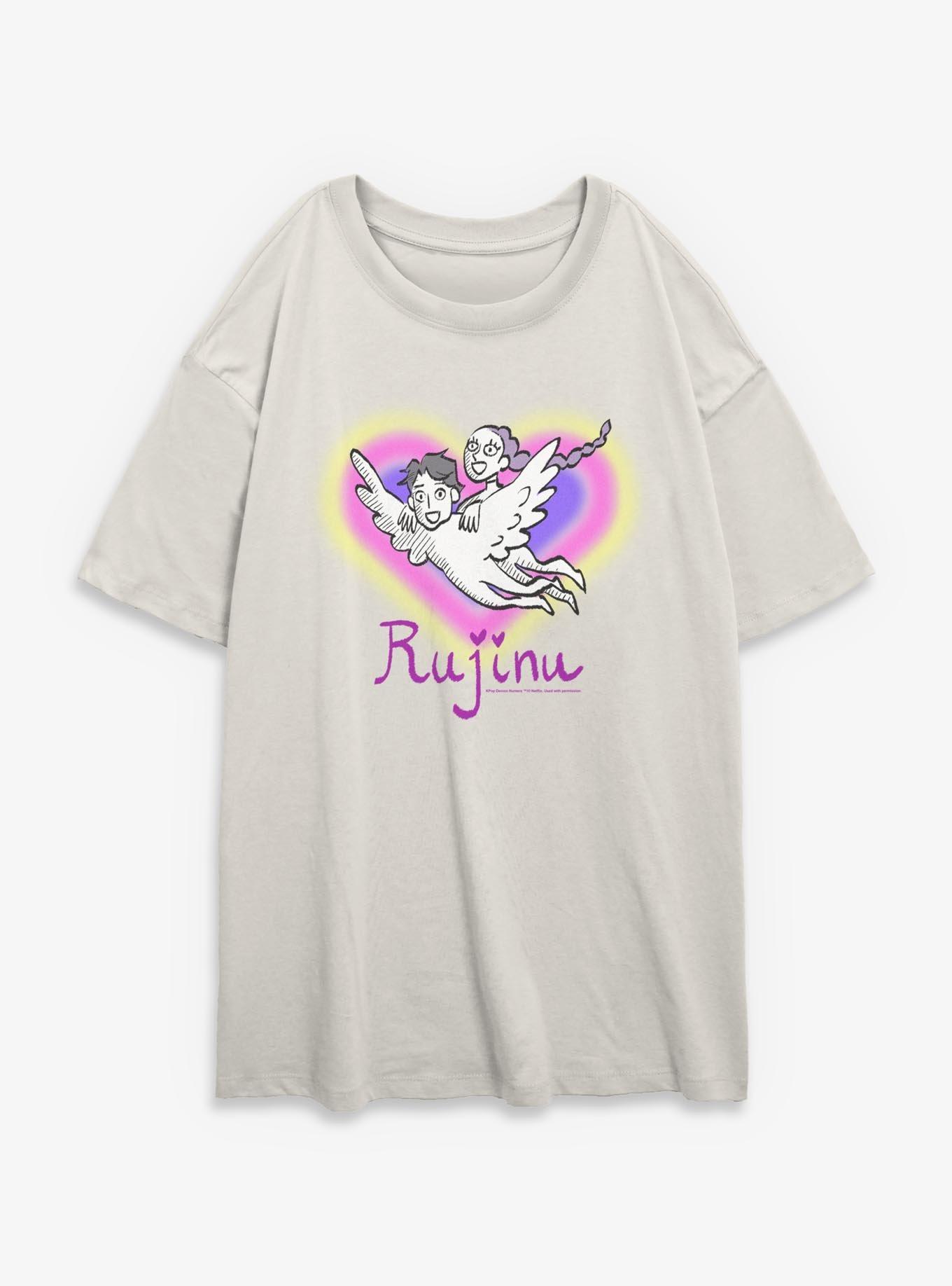 KPop Demon Hunters Rumi and Jinu Rujinu Heart Womens Oversized T-Shirt, , hi-res