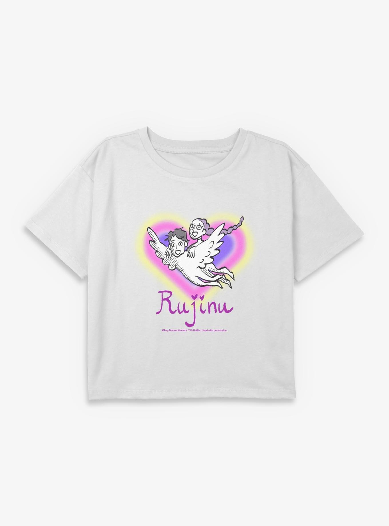 KPop Demon Hunters Rumi and Jinu Rujinu Heart Youth Girls Boxy Crop T-Shirt, , hi-res