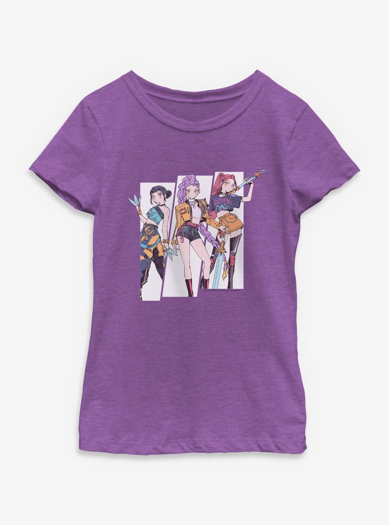 KPop Demon Hunters Huntrix Manhwa Style Panels Youth Girls T-Shirt, , hi-res