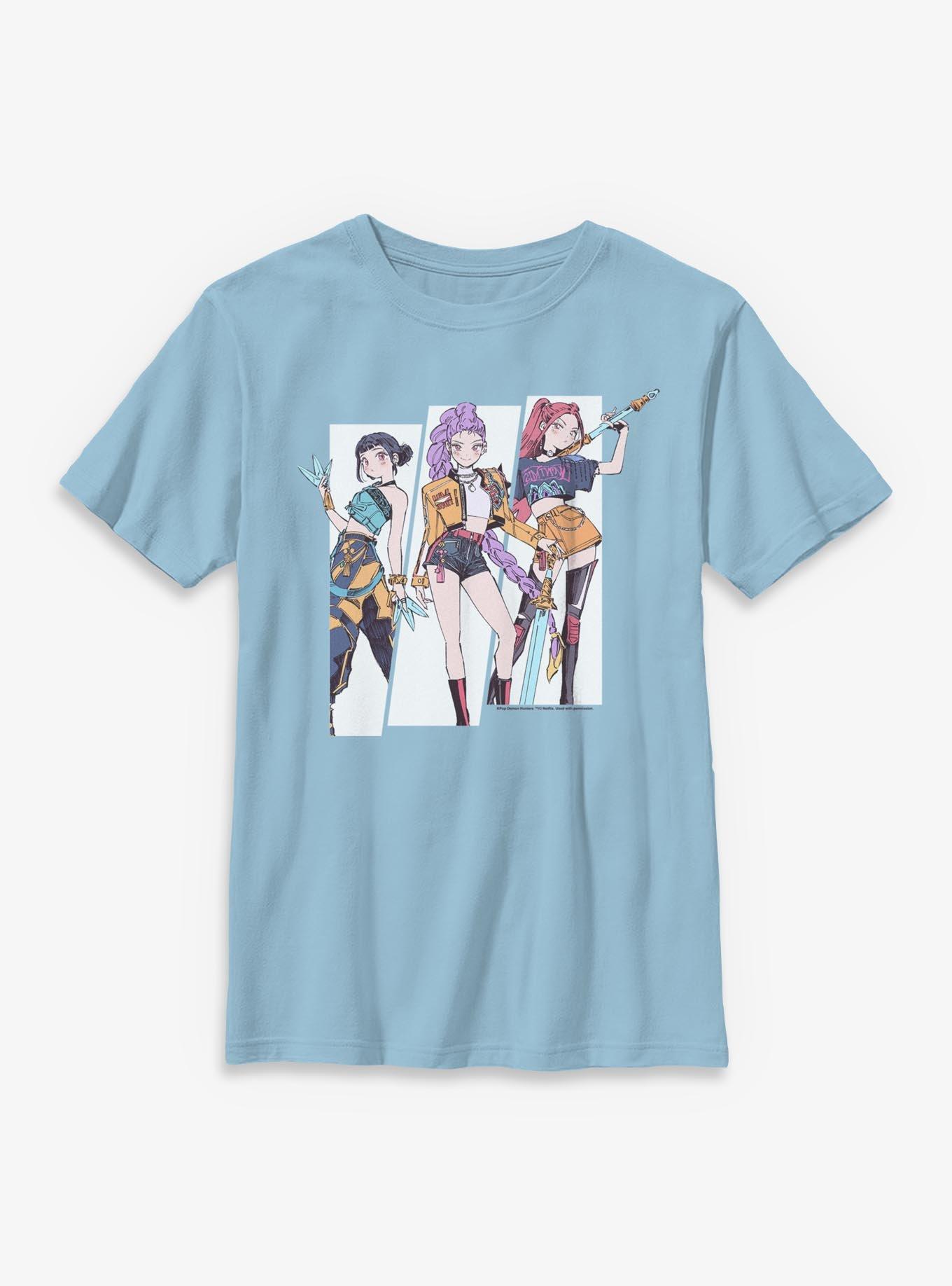 KPop Demon Hunters Huntrix Manhwa Style Panels Youth T-Shirt, , hi-res