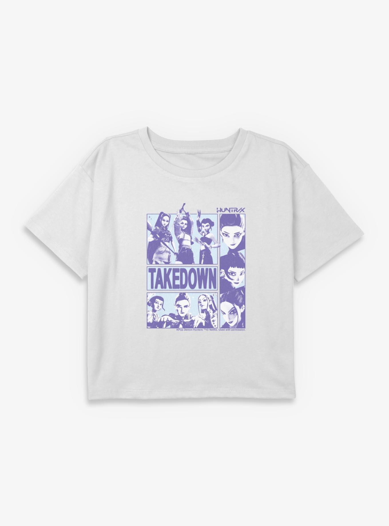 KPop Demon Hunters Takedown Huntrix Youth Girls Boxy Crop T-Shirt, , hi-res