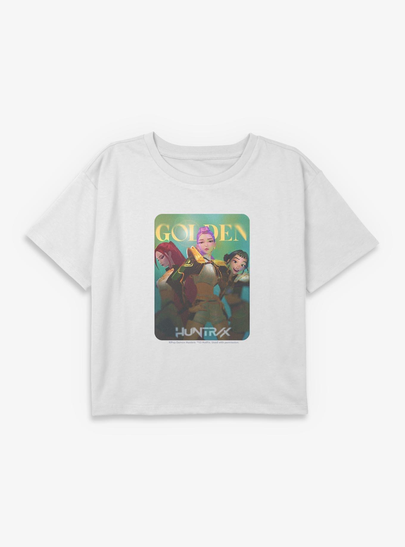 KPop Demon Hunters HUNTRX Golden Photocard Youth Girls Boxy Crop T-Shirt