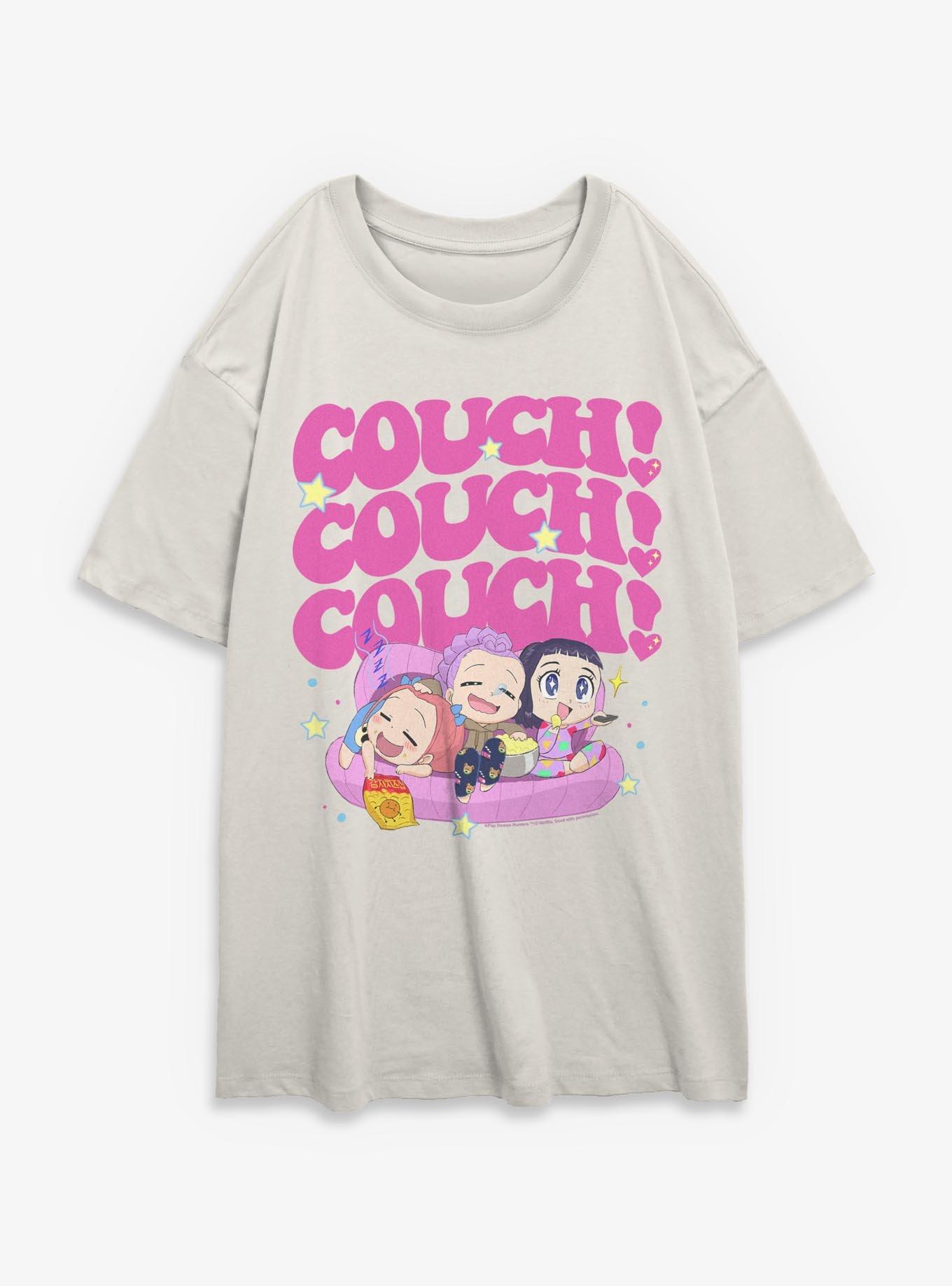 KPop Demon Hunters Huntrix Chibi Couch Snacking Womens Oversized T-Shirt, , hi-res