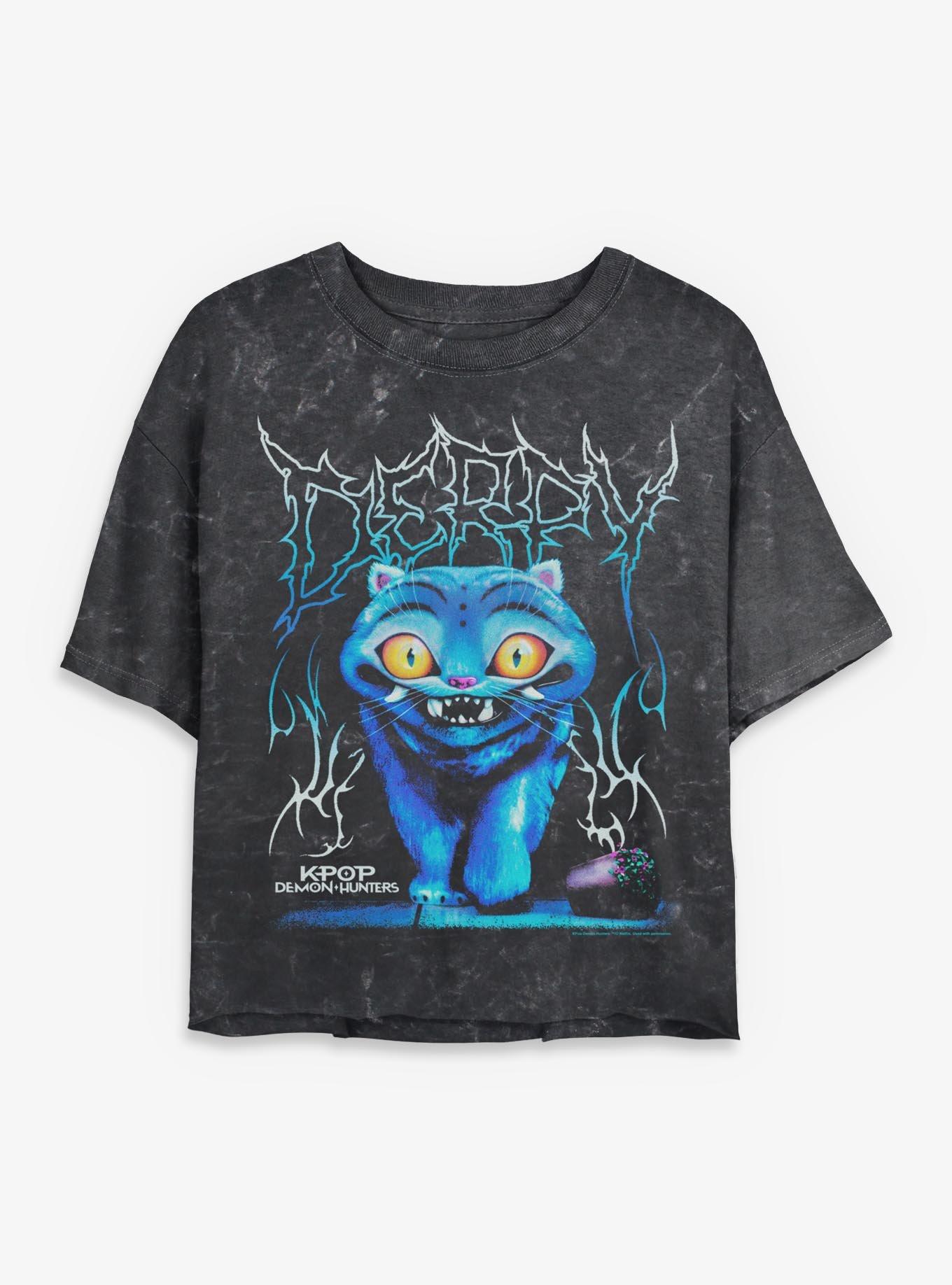 KPop Demon Hunters Derpy Rock Girls Mineral Wash Crop T-Shirt Hot Topic Exclusive, , hi-res