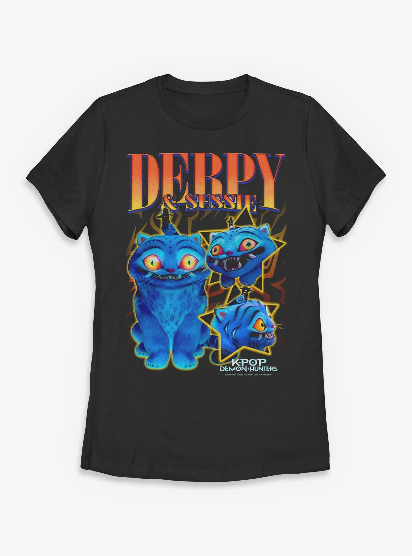KPop Demon Hunters Derpy Tiger And Sussie Bird Collage Womens T-Shirt, , hi-res