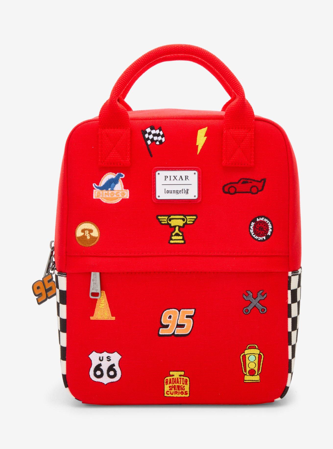 Loungefly Disney Pixar Cars Lightning McQueen Embroidered Patches Canvas Mini Backpack - BoxLunch Exclusive, , hi-res
