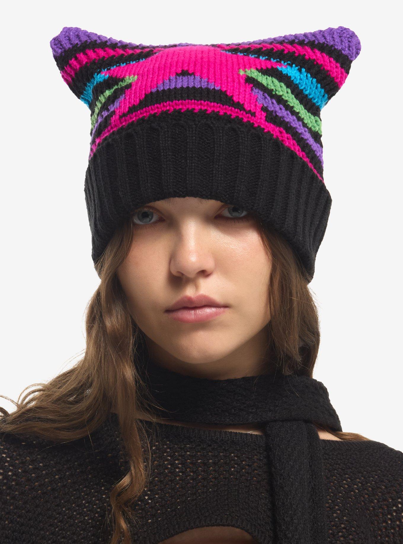 Colorful Stripe Star Subtle Ear Beanie, , hi-res