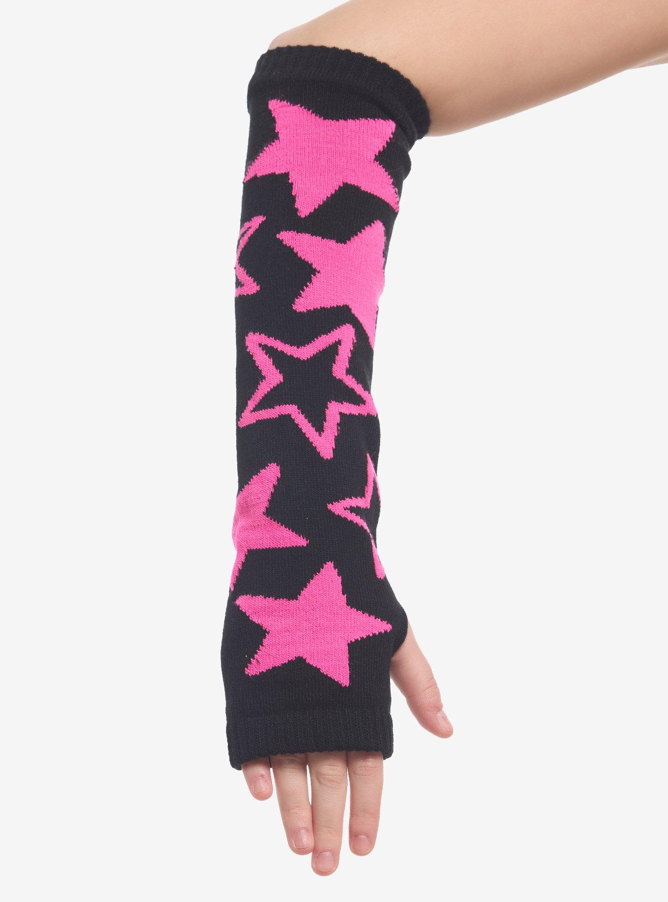 Black & Pink Star Arm Warmers, , hi-res