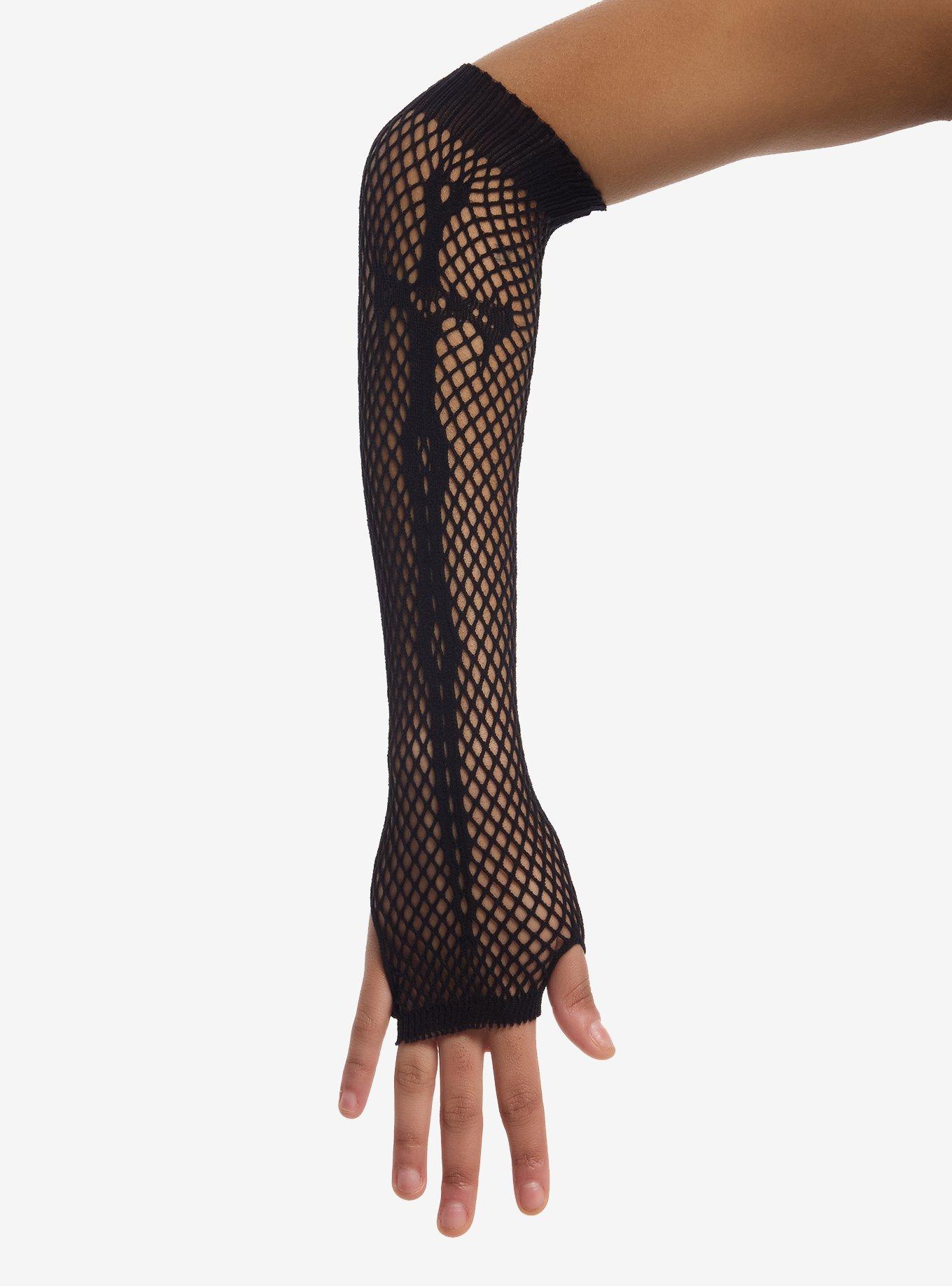 Black Dagger Fishnet Arm Warmers, , hi-res