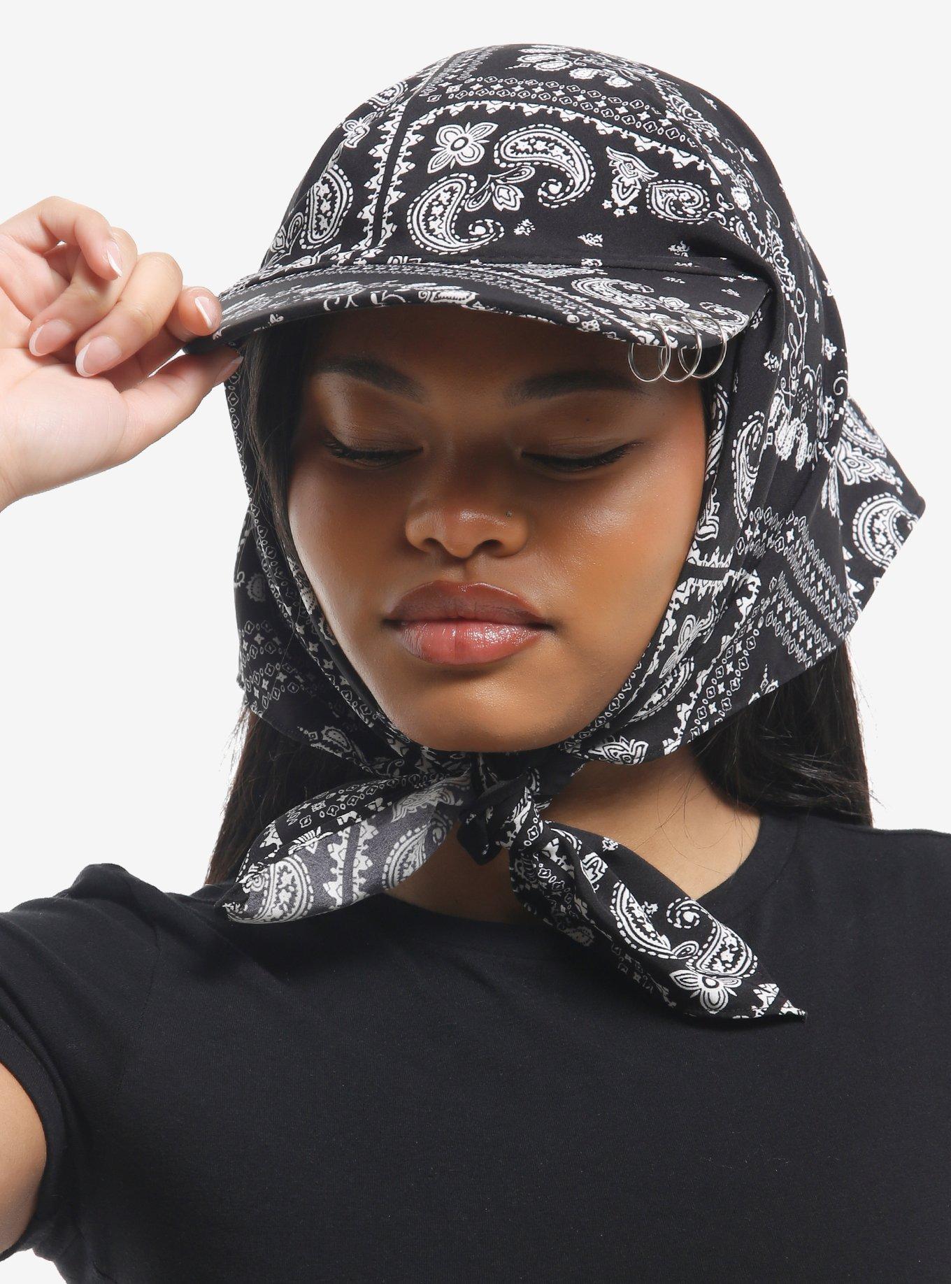 Black Bandana Scarf Cap, , hi-res