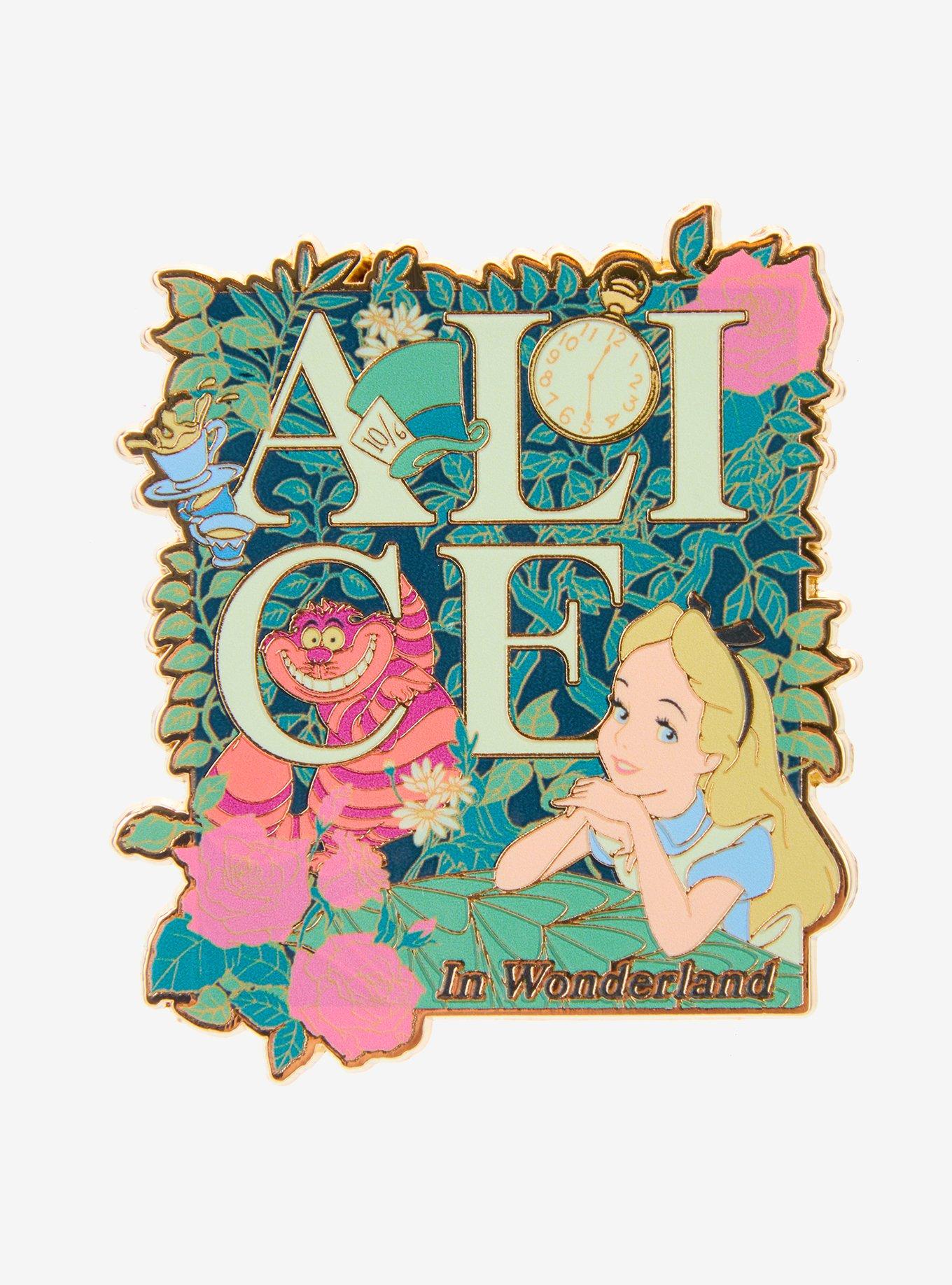 Disney Alice in Wonderland Floral Scene Enamel Pin - BoxLunch Exclusive, , hi-res