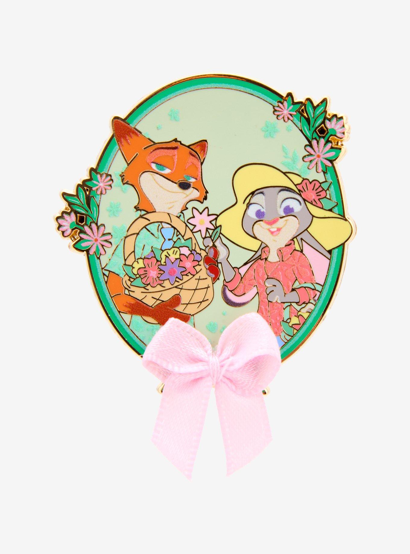 Disney Zootopia Judy & Nick Flower Bow Enamel Pin - BoxLunch Exclusive, , hi-res