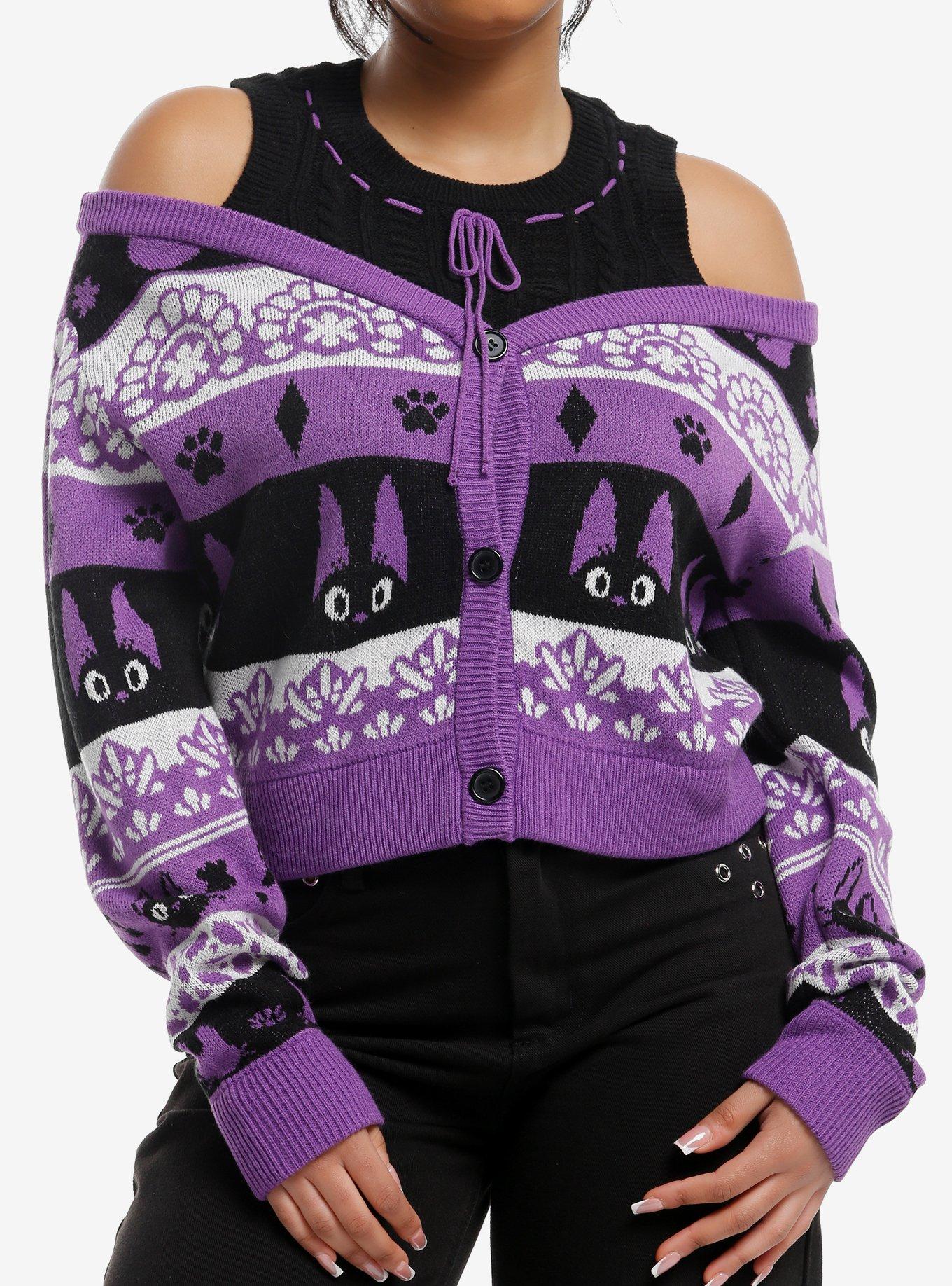 Her Universe Studio Ghibli&reg; Kiki's Delivery Service Jiji Cold-Shoulder Cardigan, , hi-res