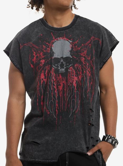 Skull & Cyber Spine Destructed Muscle Tank Top | Hot Topic