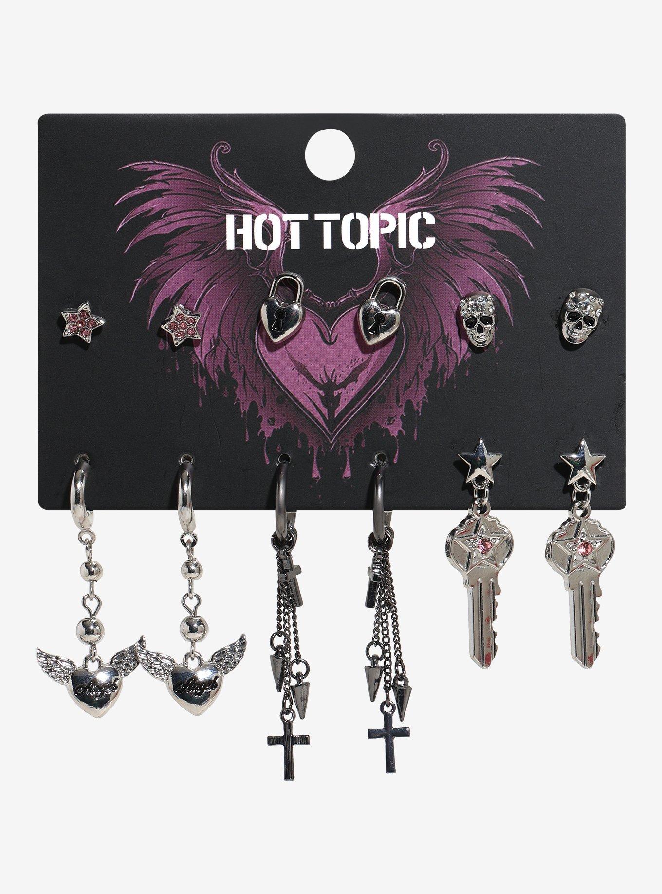 Winged Heart Star Key Earring Set, , hi-res