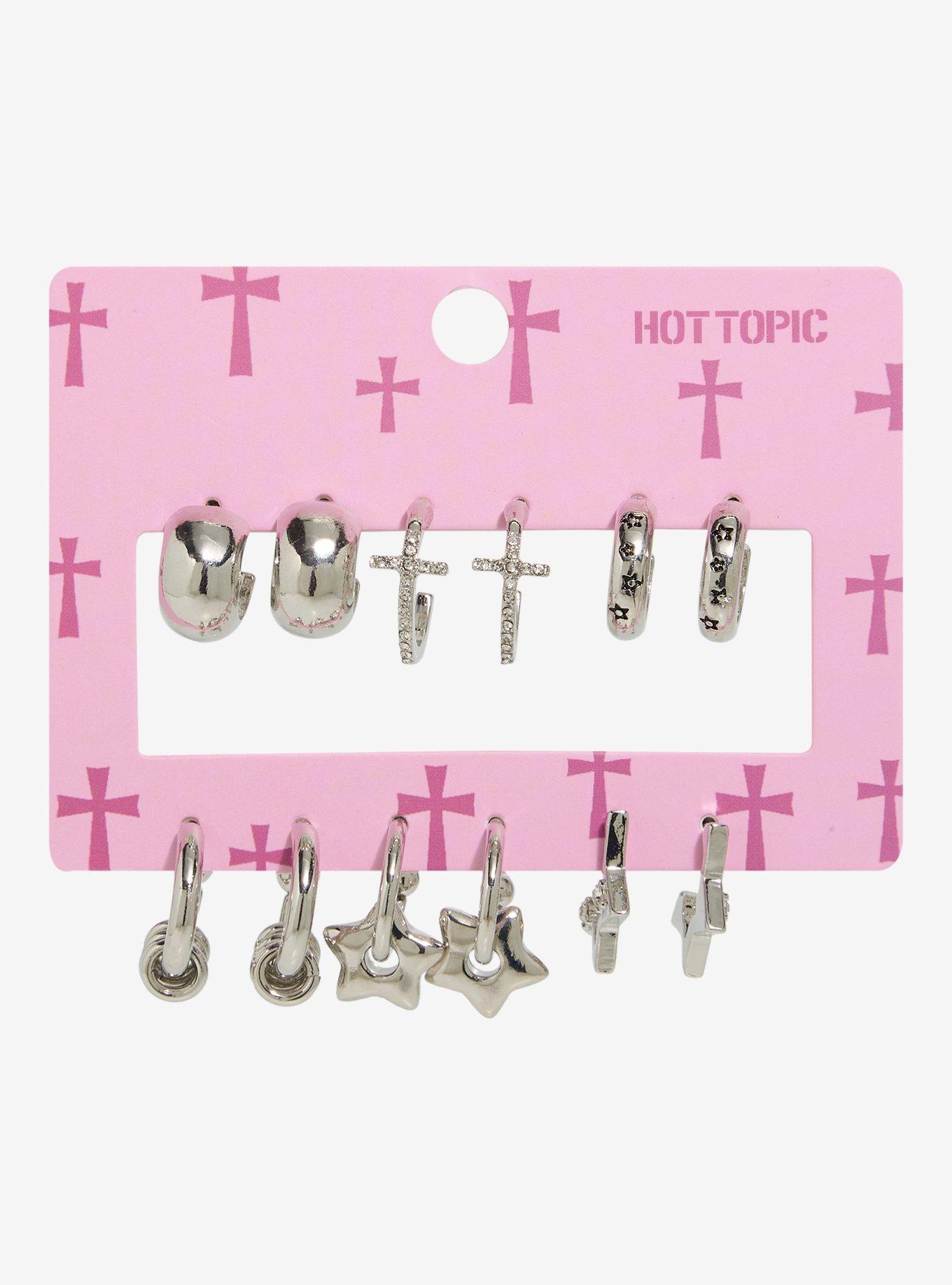 Star Cross Mini Hoop Earring Set, , hi-res