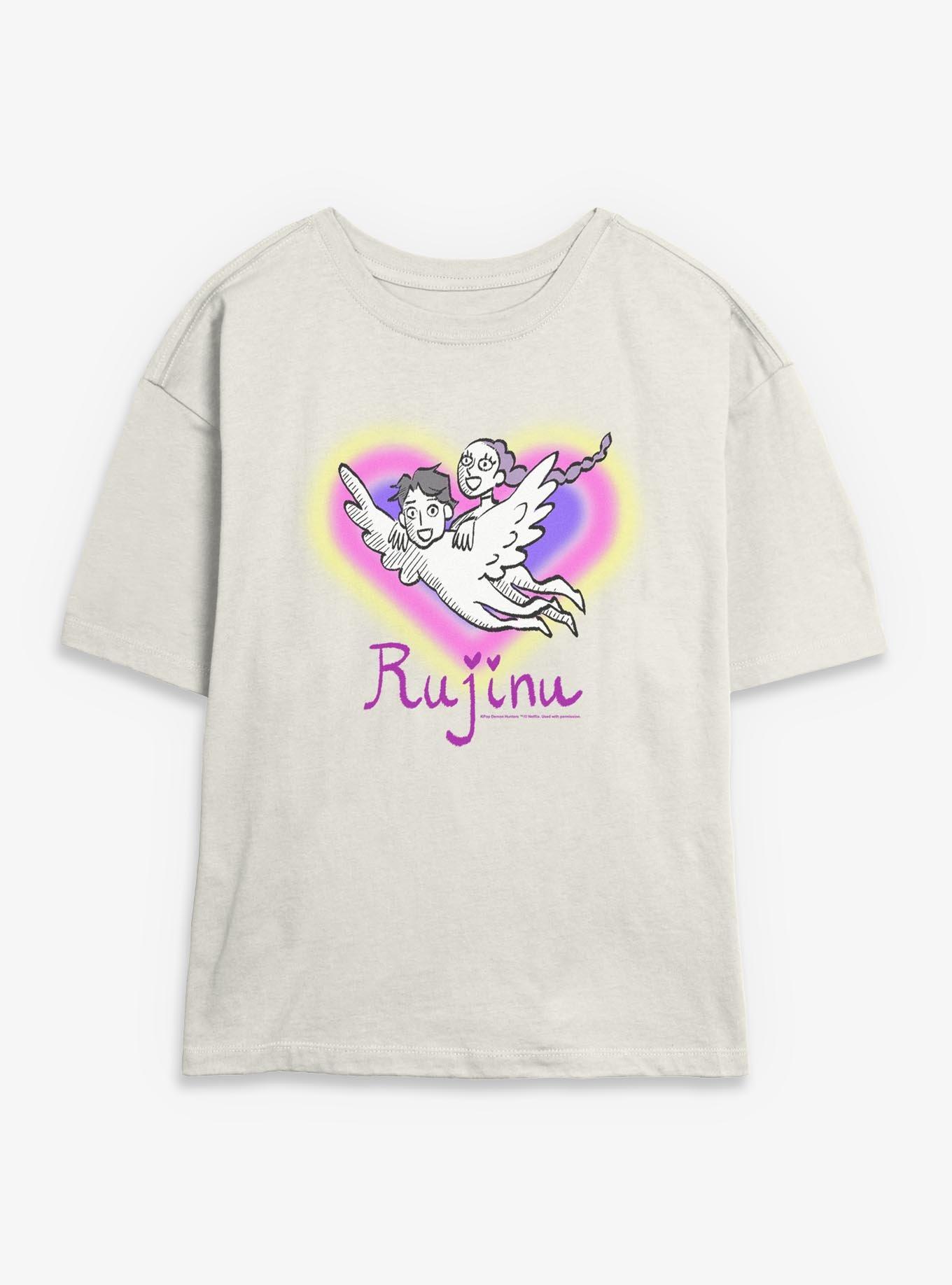 KPop Demon Hunters Rumi and Jinu Rujinu Heart Womens Skimmer T-Shirt, , hi-res