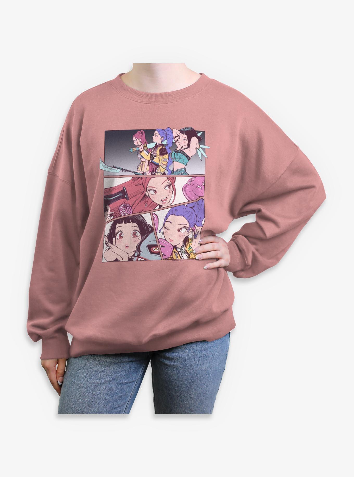 KPop Demon Hunters Manhwa Panels Huntrix Womens Oversized Sweatshirt, , hi-res