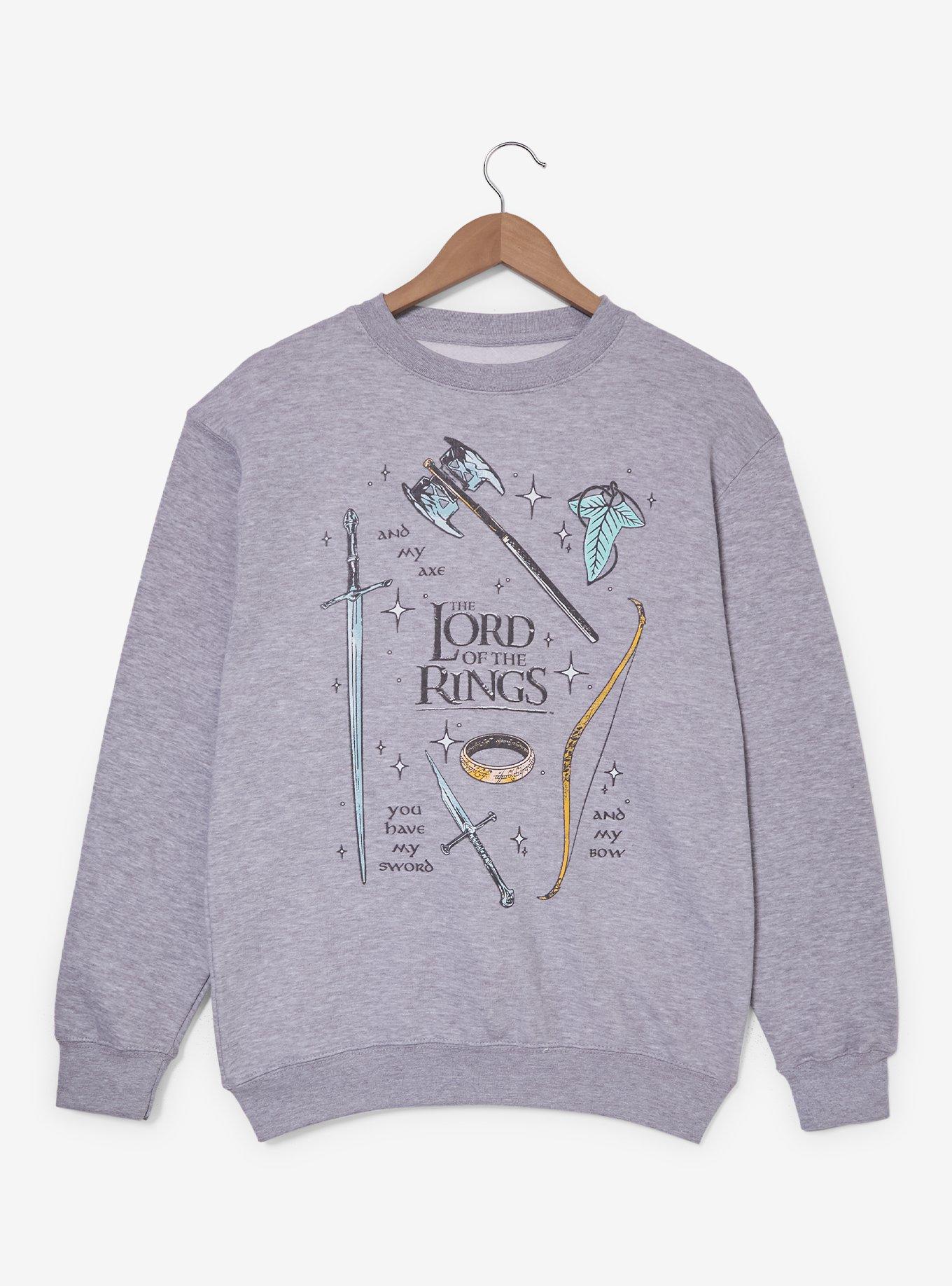 The Lord of The Rings Weapons Doodle Crewneck - BoxLunch Exclusive, , hi-res