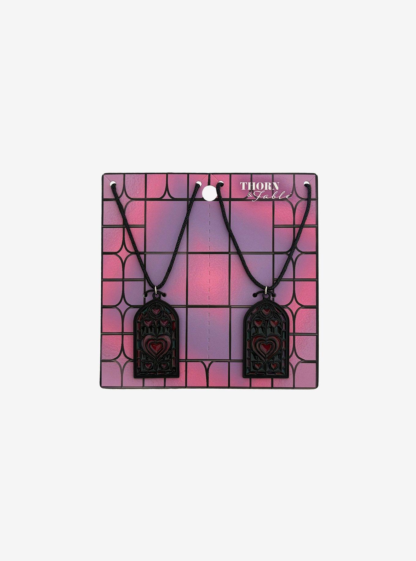 Thorn & Fable Heart Stained Glass Window Best Friend Necklace Set