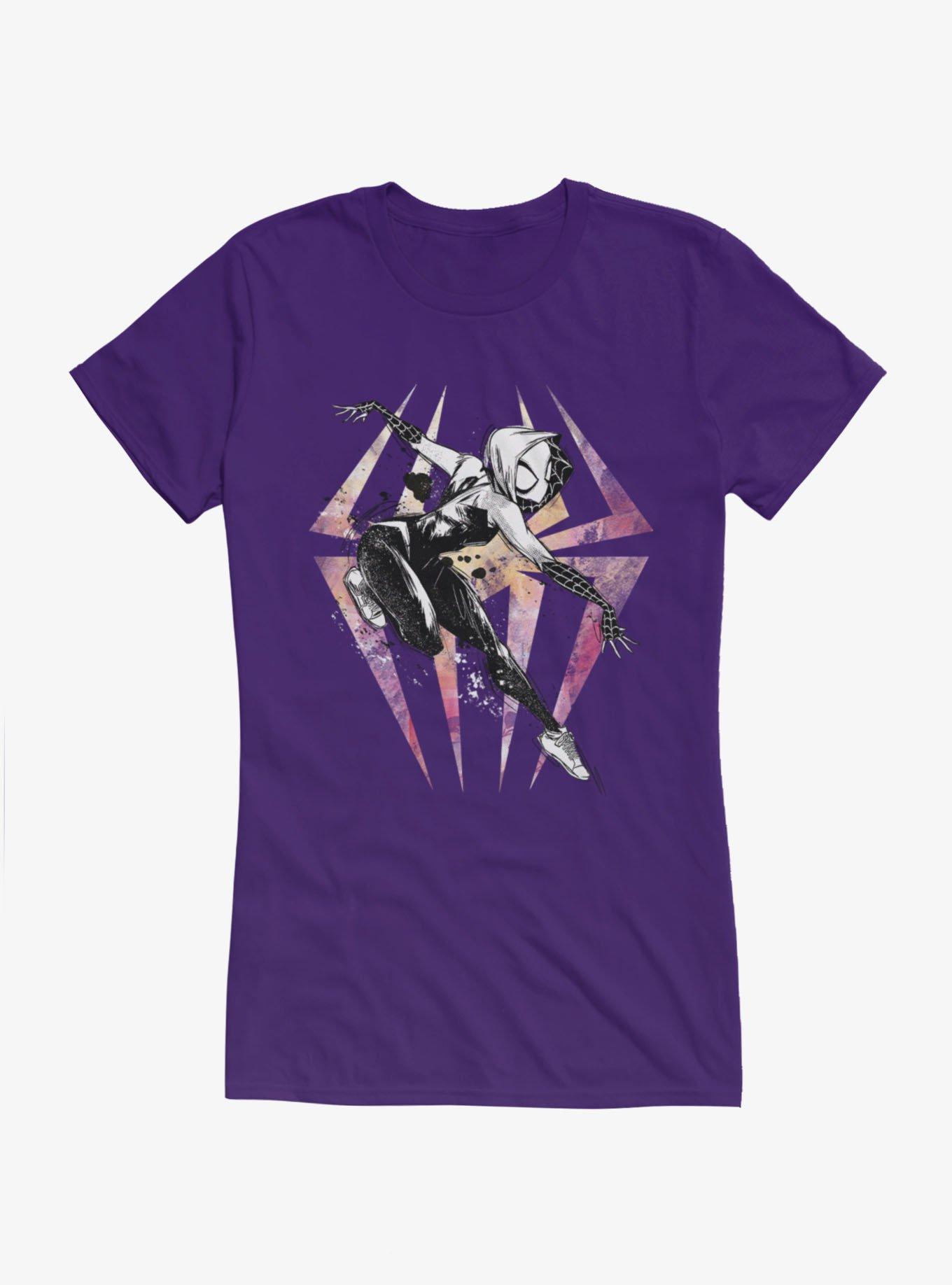Marvel Spider Gwen Watercolor Logo Girls T-Shirt Hot Topic Exclusive, , hi-res