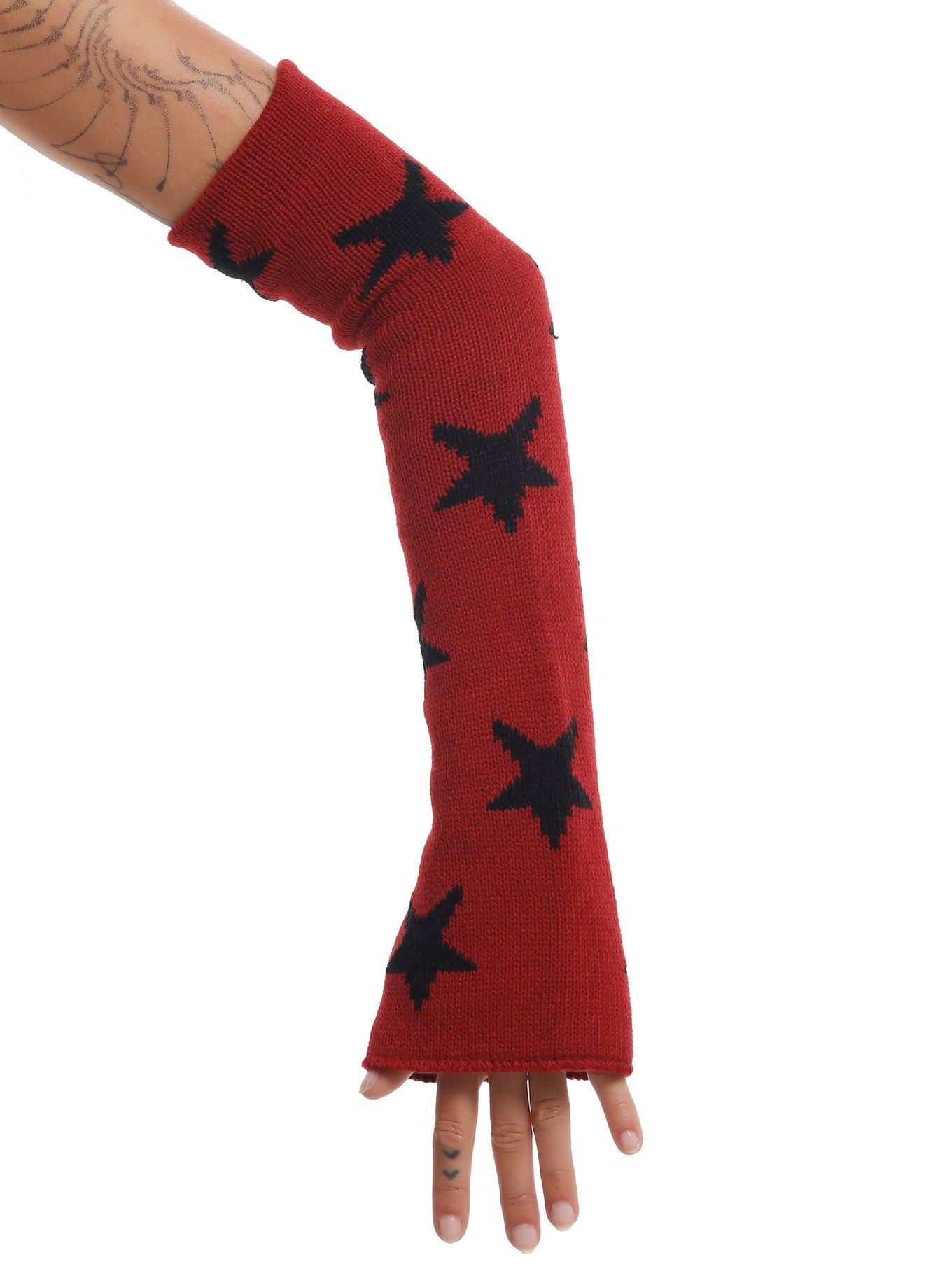 Red & Black Star Flare Arm Warmers, , hi-res
