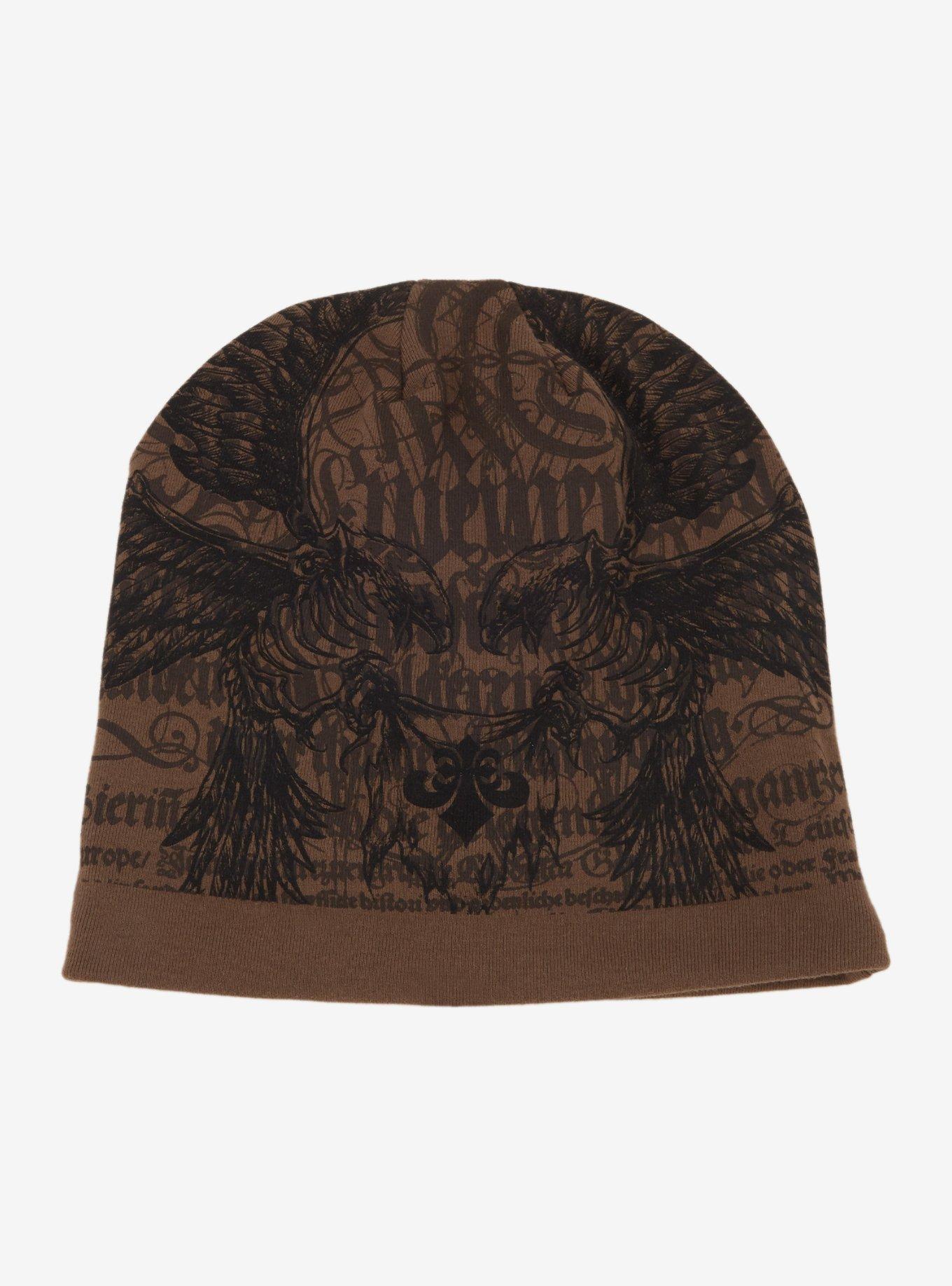 Affliction Brown Wings Reversible Beanie, , hi-res