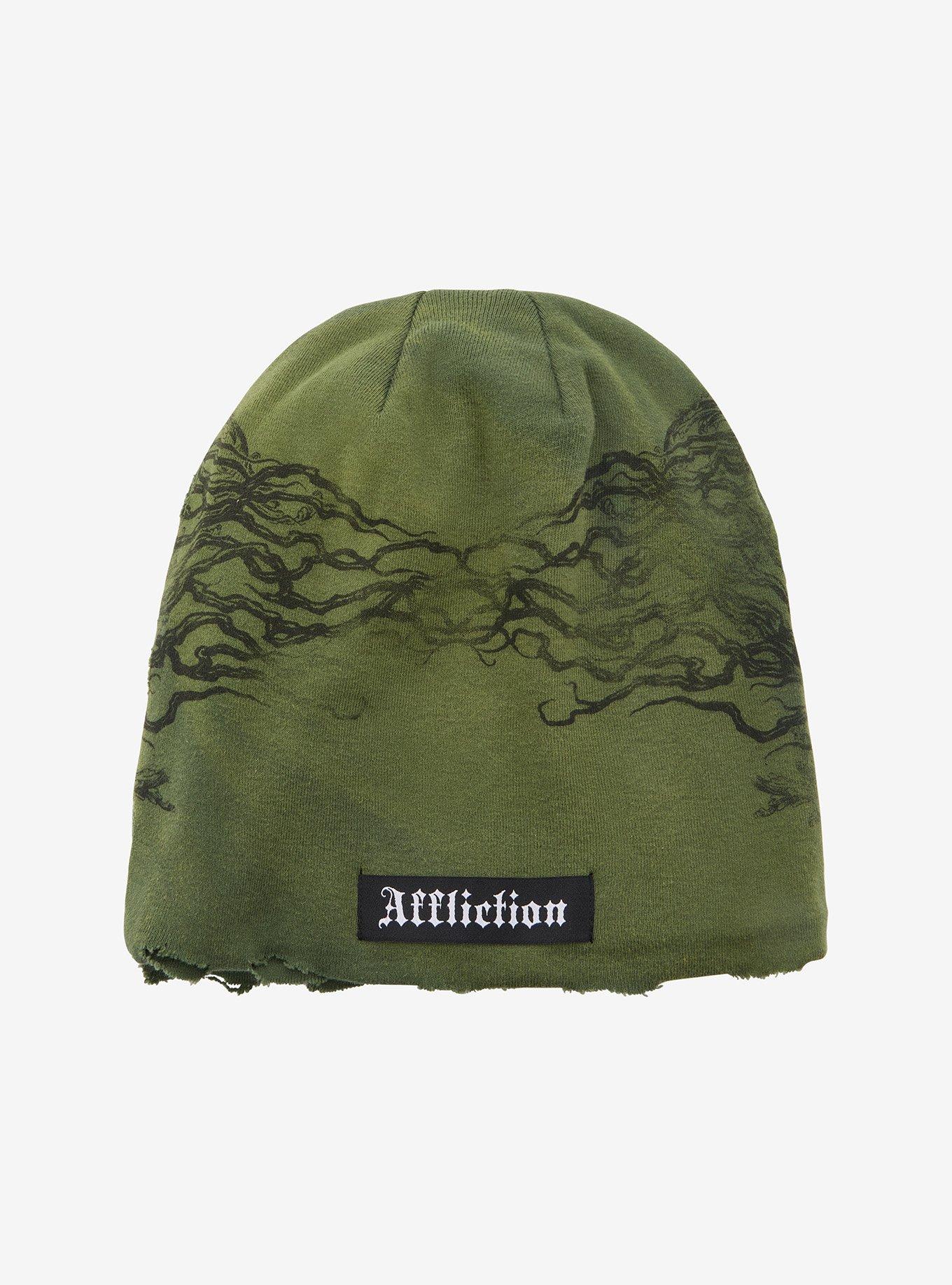 Affliction Skull Destructed Reversible Beanie, , hi-res