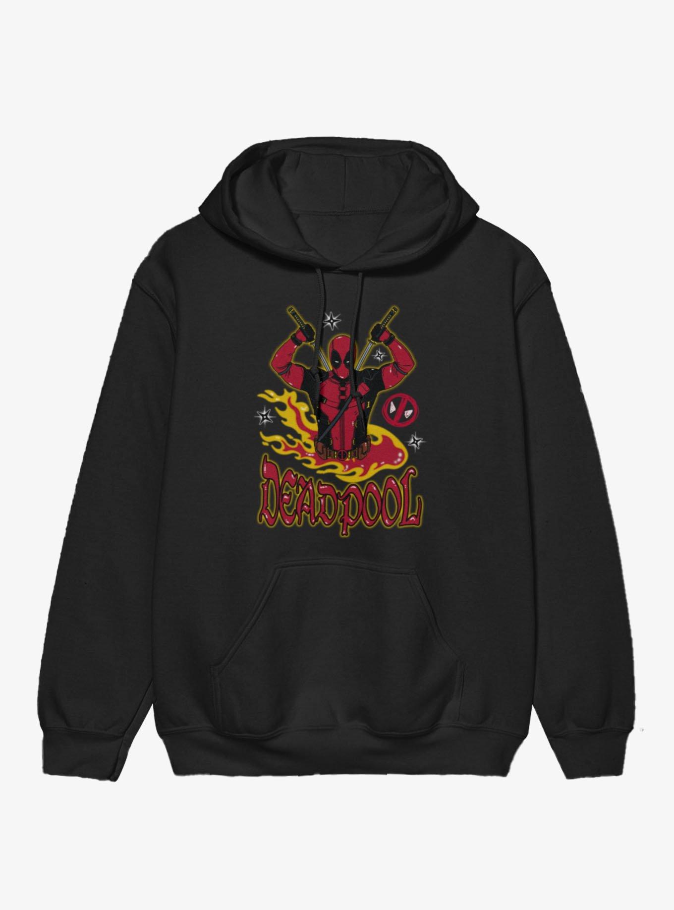 Marvel Deadpool 3 Fire Hoodie Hot Topic Exclusive, , hi-res