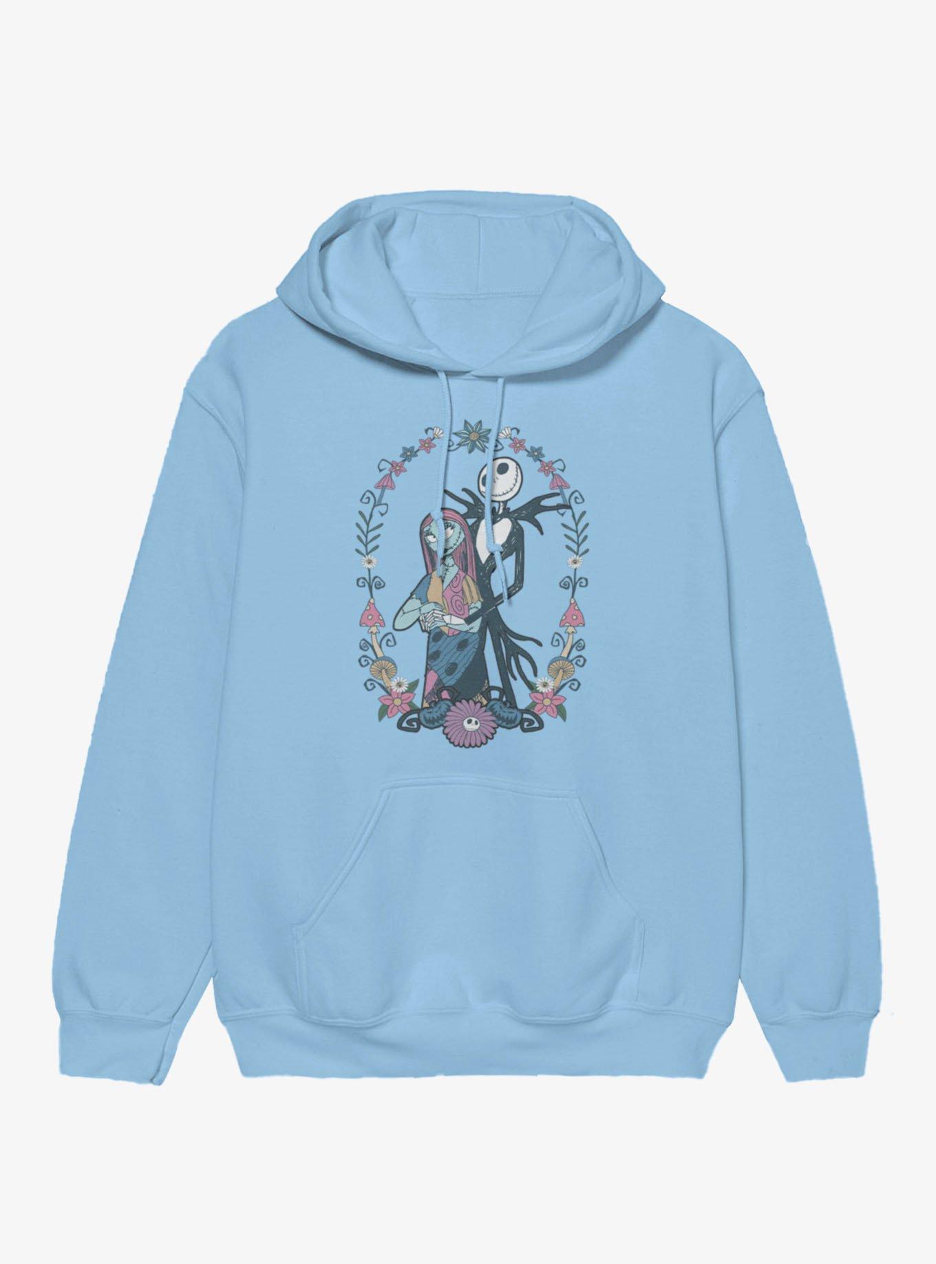 Disney The Nightmare Before Christmas Jack and Sally Flowers Hoodie Hot Topic Exclusive, , hi-res