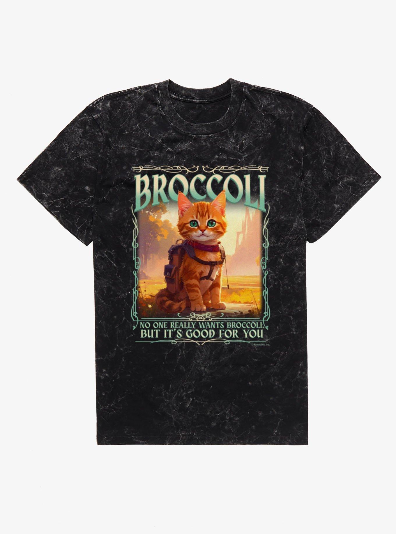 Fourth Wing Broccoli Cat Mineral Wash T-Shirt Hot Topic Excluisve, , hi-res