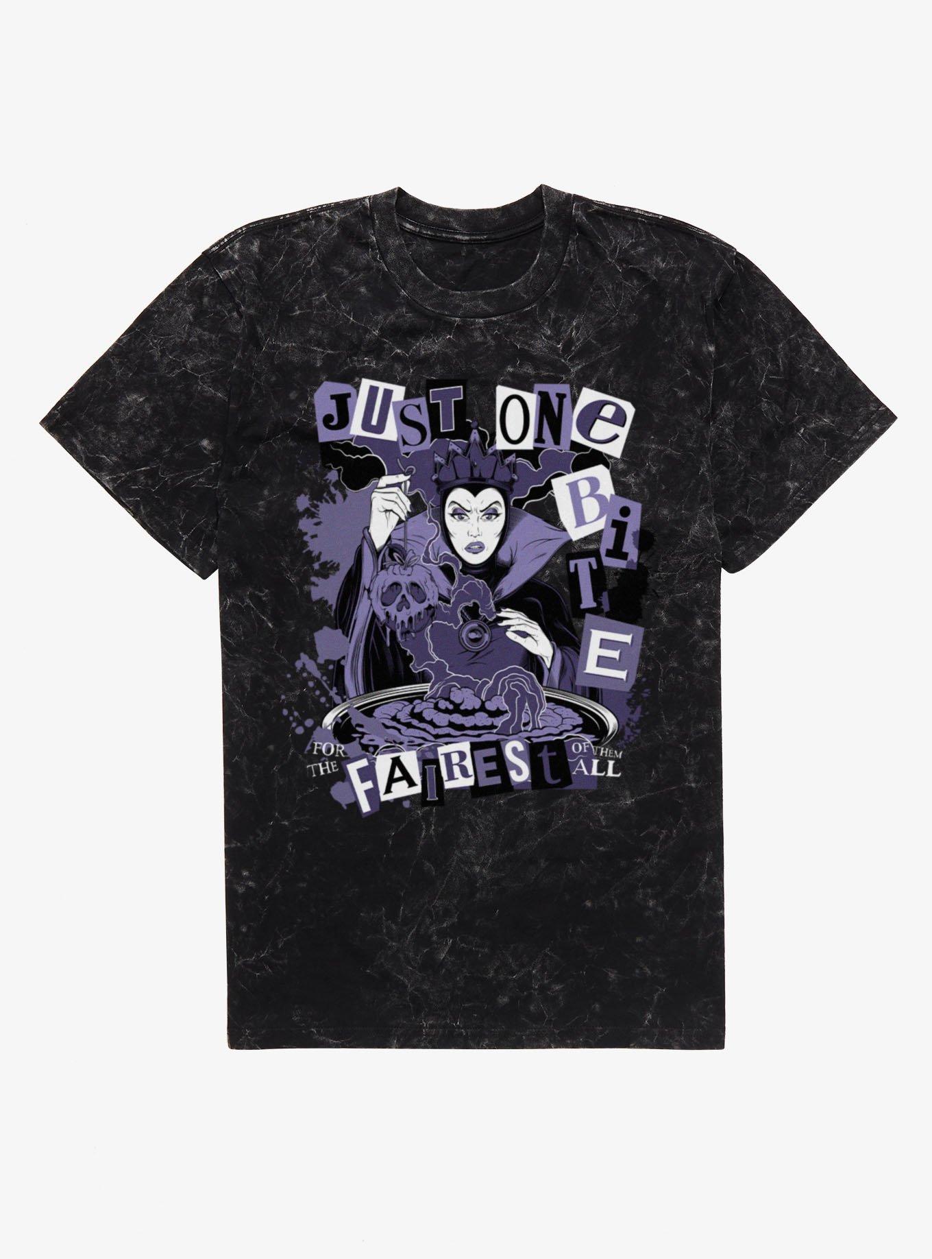 Disney Villains Snow White Evil Queen Just One Bite Block Letters Mineral Wash T-Shirt Hot Topic Exclusive, , hi-res