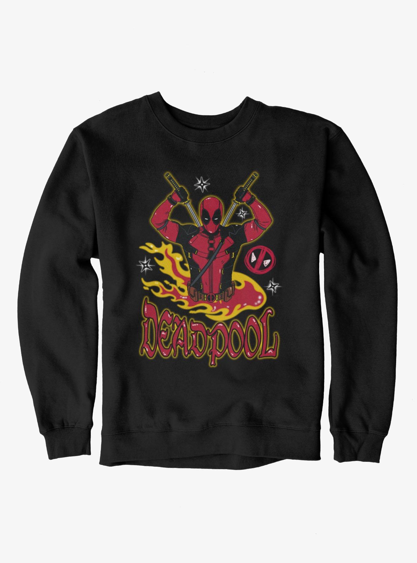 Marvel Deadpool 3 Fire Sweatshirt Hot Topic Exclusive