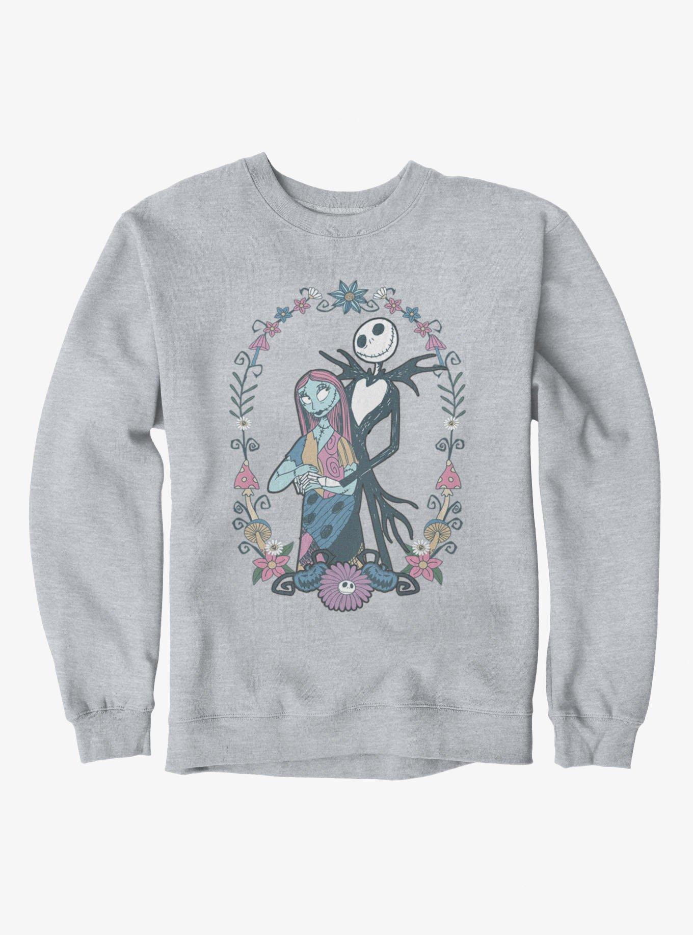 Disney The Nightmare Before Christmas Jack and Sally Flowers Sweatshirt Hot Topic Exclusive, , hi-res